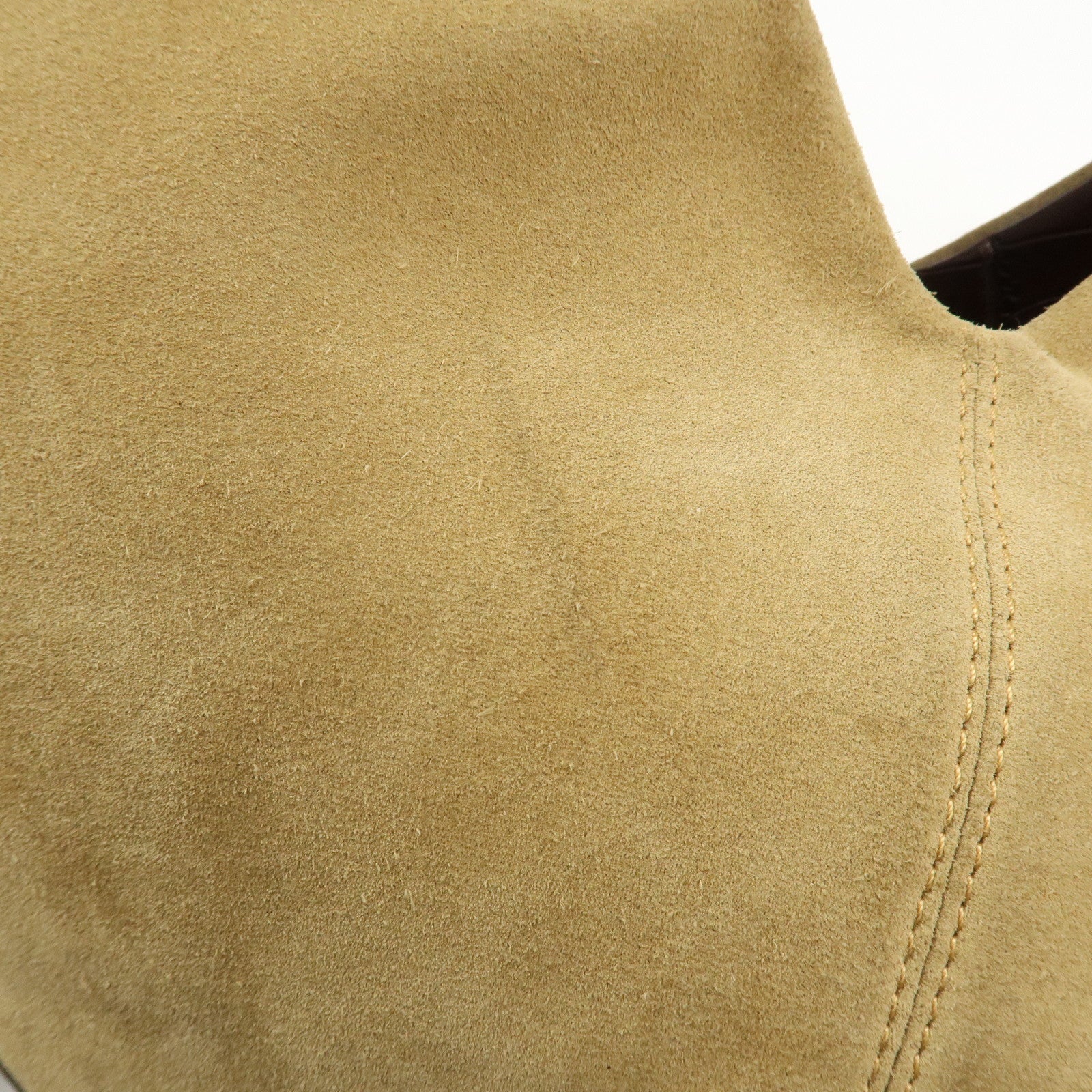 LOEWE Anagram Suede Embossed Leather Shoulder Bag Hand Bag Beige