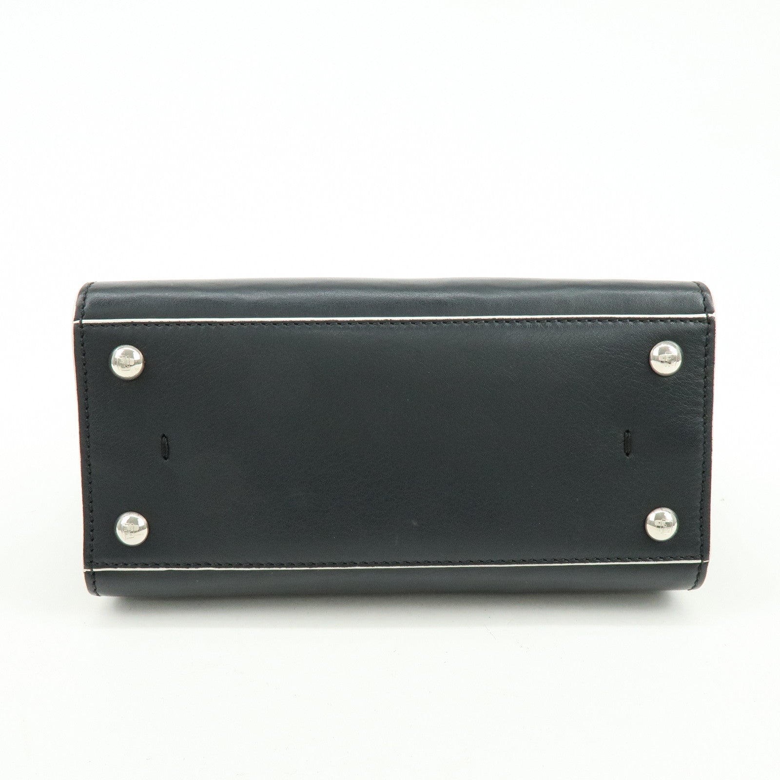 FENDI Trois Jours Leather 2Way Bag Hand Bag Shoulder Bag Black