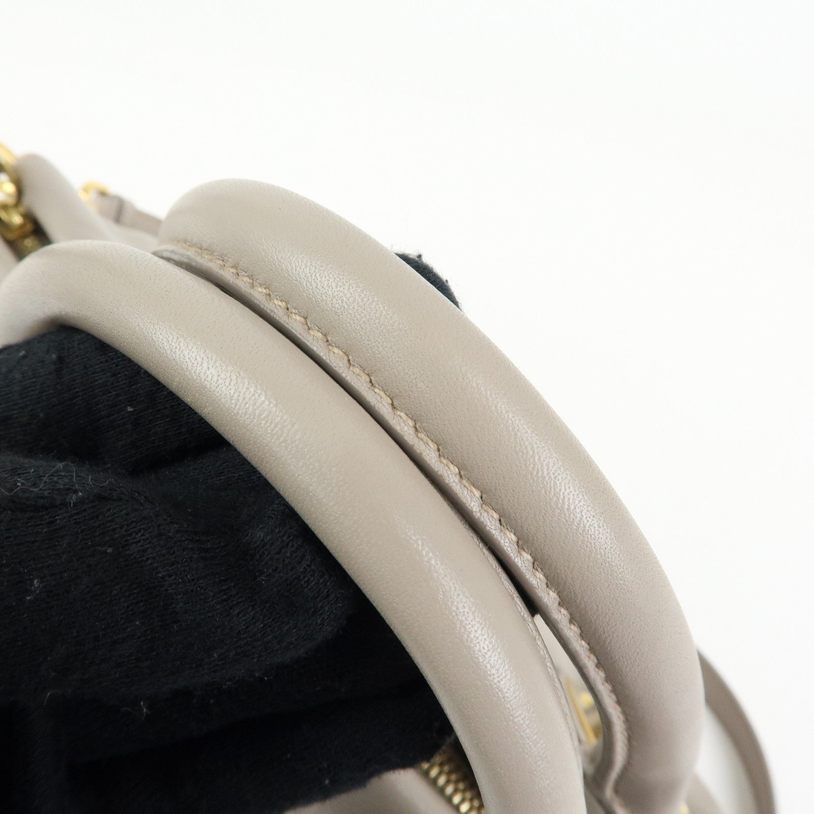 PRADA Logo Leather 2Way Bag Hand Bag Shoulder Bag Greige