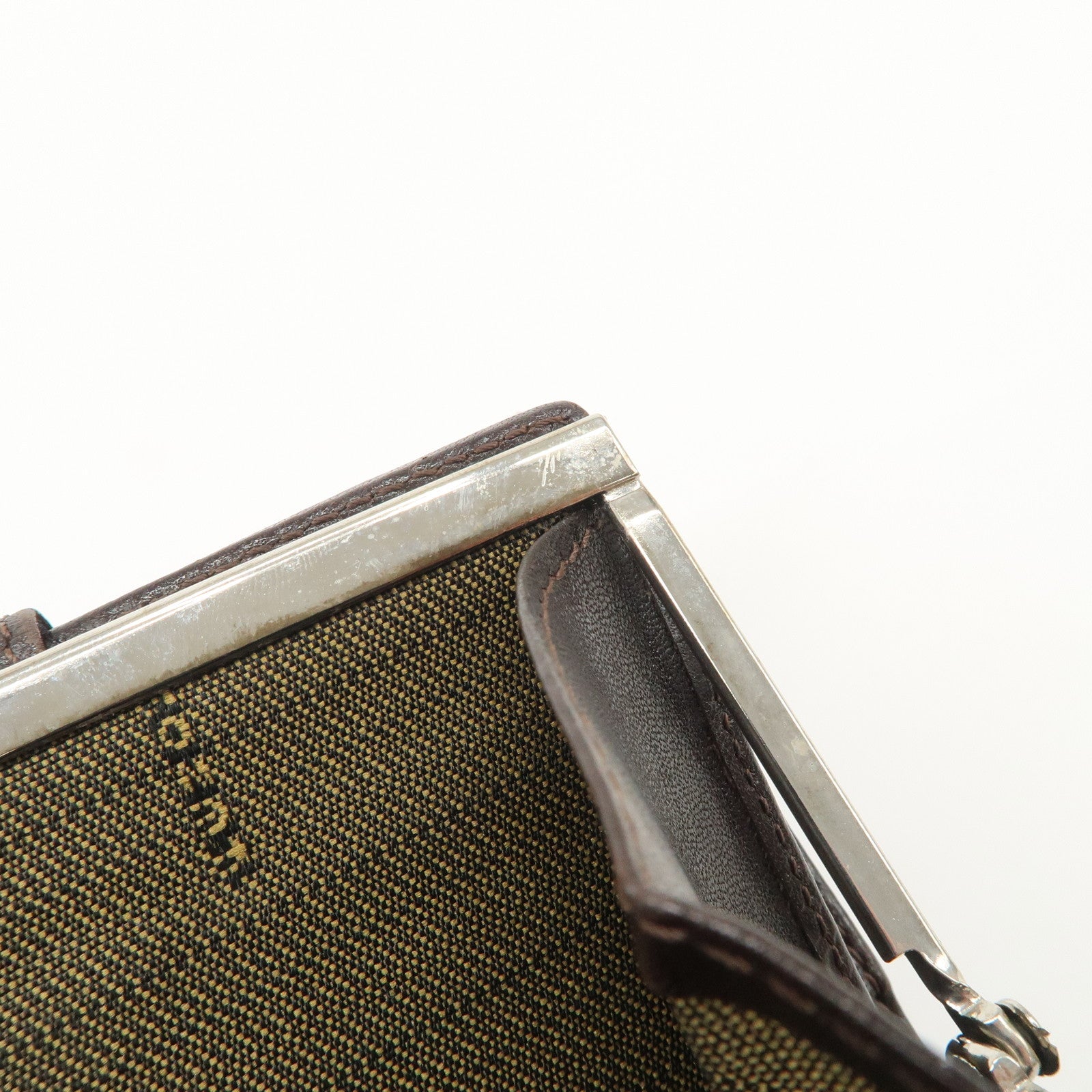 FENDI Zucca Canvas Leather Bi-Fold Compact Wallet Beige Brown 01692 Used