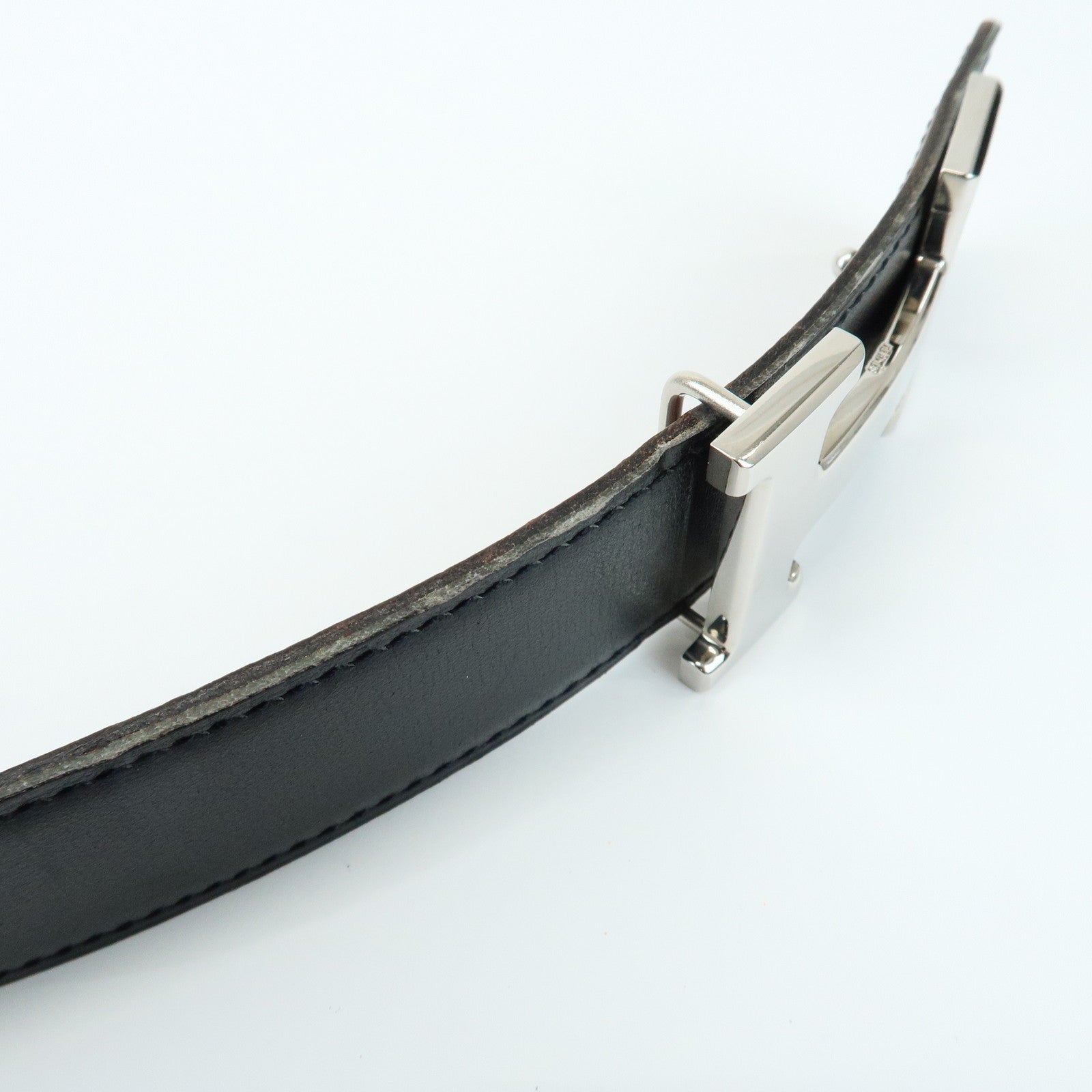 HERMES BoxCalf H Buckle Reversible Constance Belt □B Stamped Black