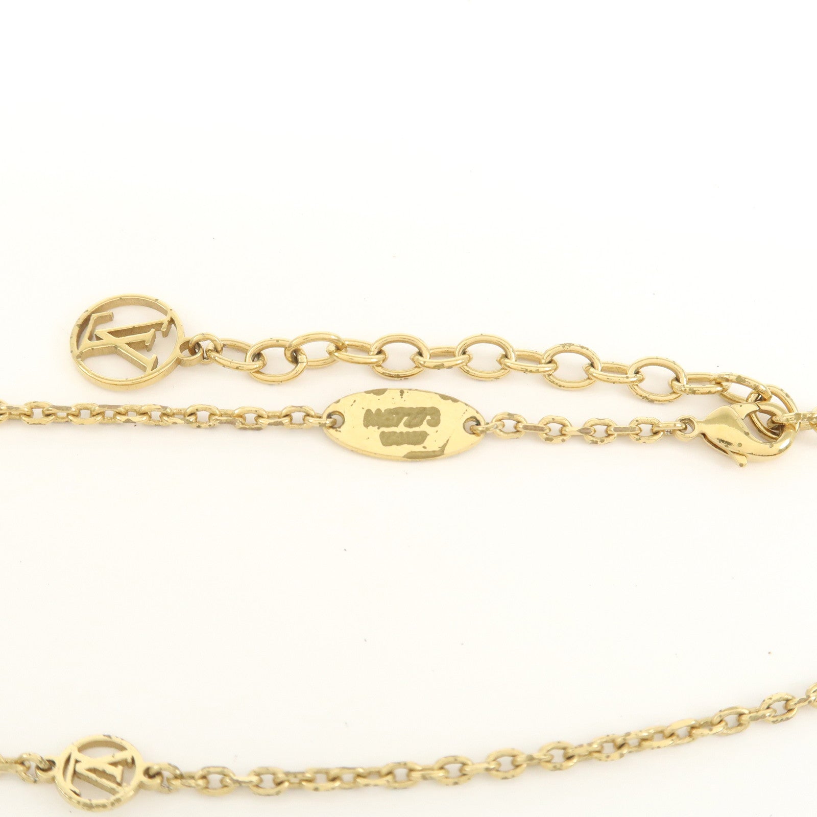 Louis Vuitton Metal Rhinestone Lockit Pendant Necklace Gold M67273