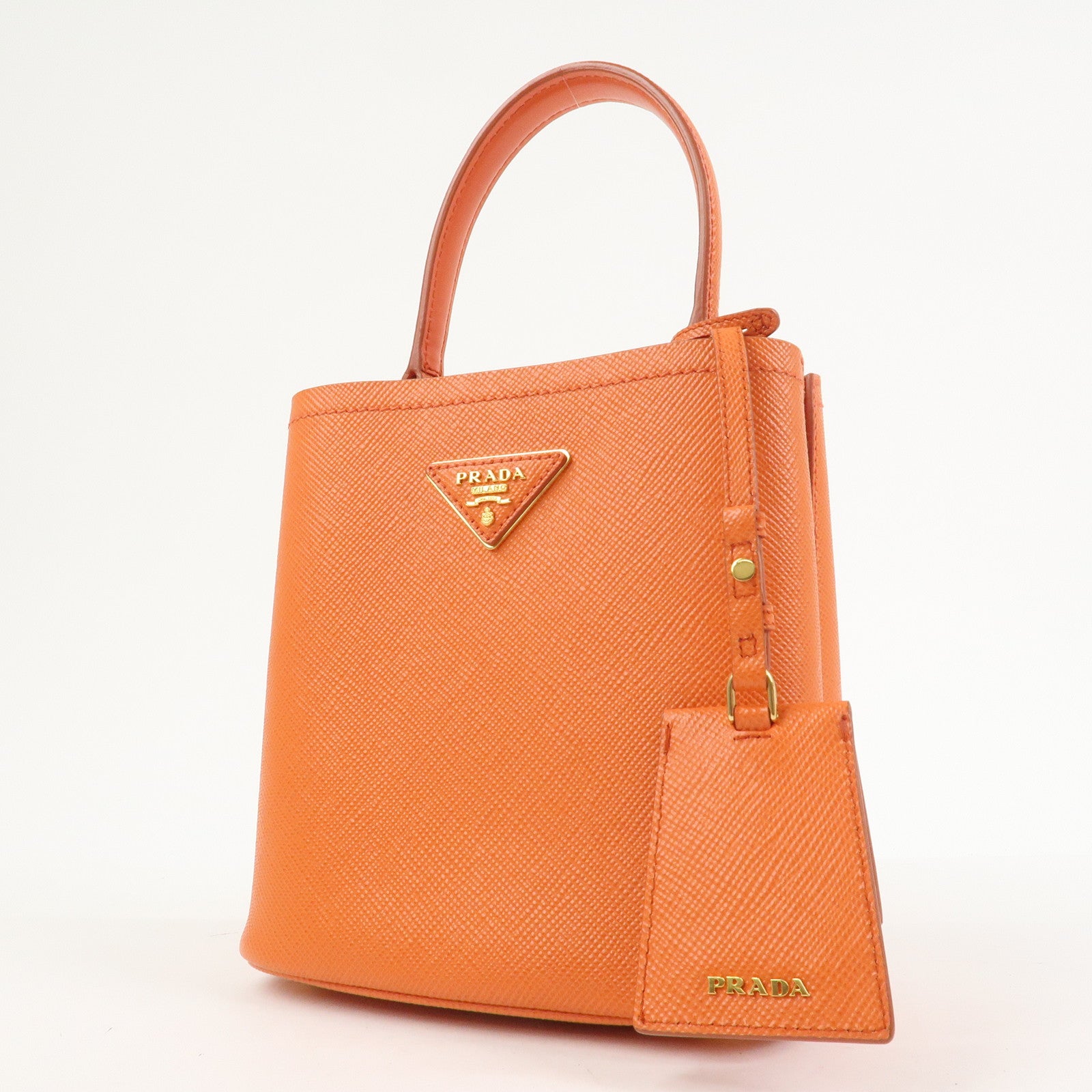 PRADA Panier 2Way Bag Hand Bag Shoulder Bag Orange 1BA217