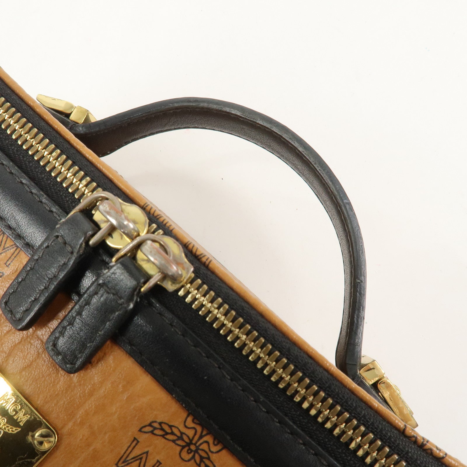 MCM Visetos Leather 2Way Vanity Bag Shoulder Bag Brown