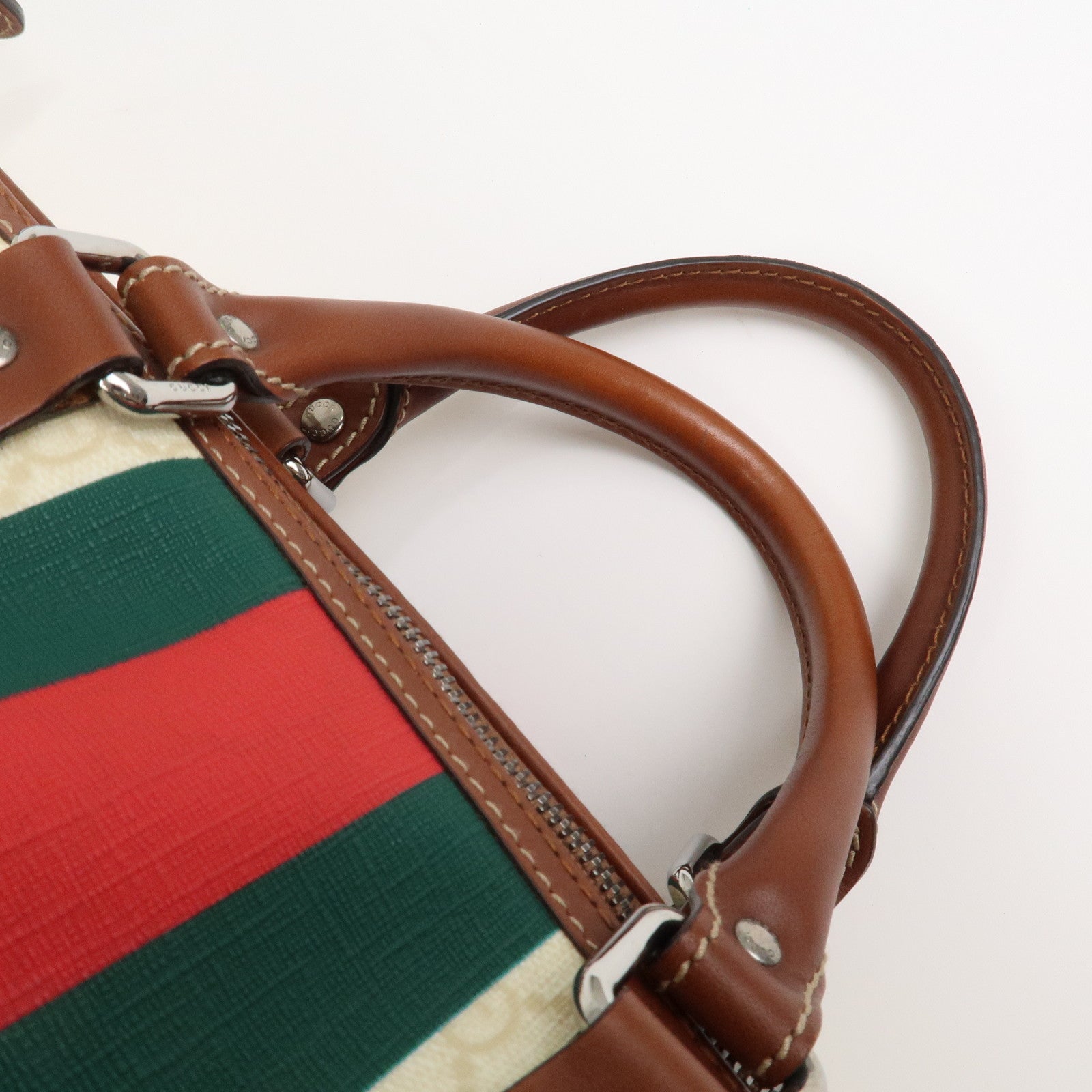 GUCCI Sherry GG Supreme Leather Boston Bag Ivory 189688