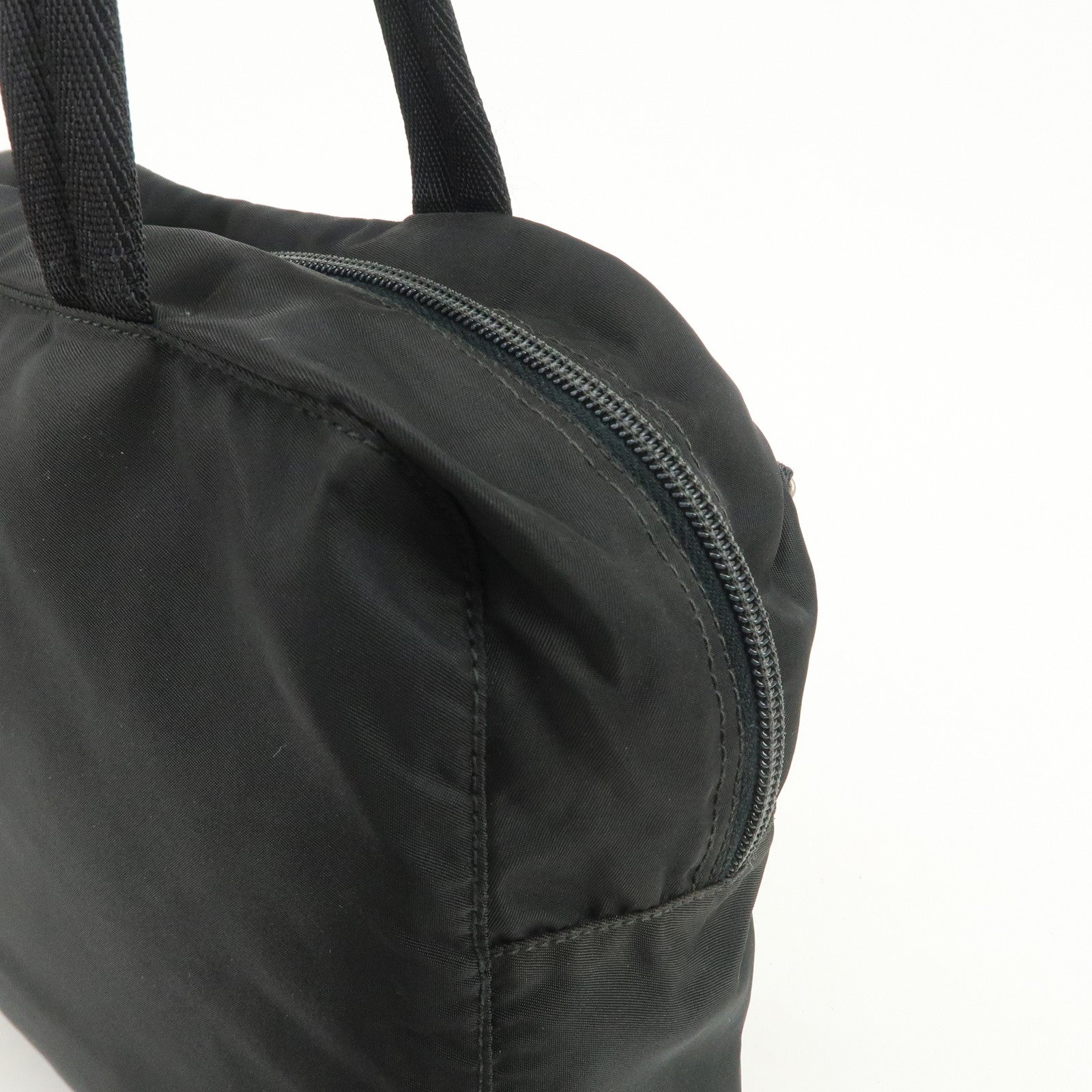 PRADA Triangle Logo Nylon Tote Bag Shoulder Bag Hand Bag Black