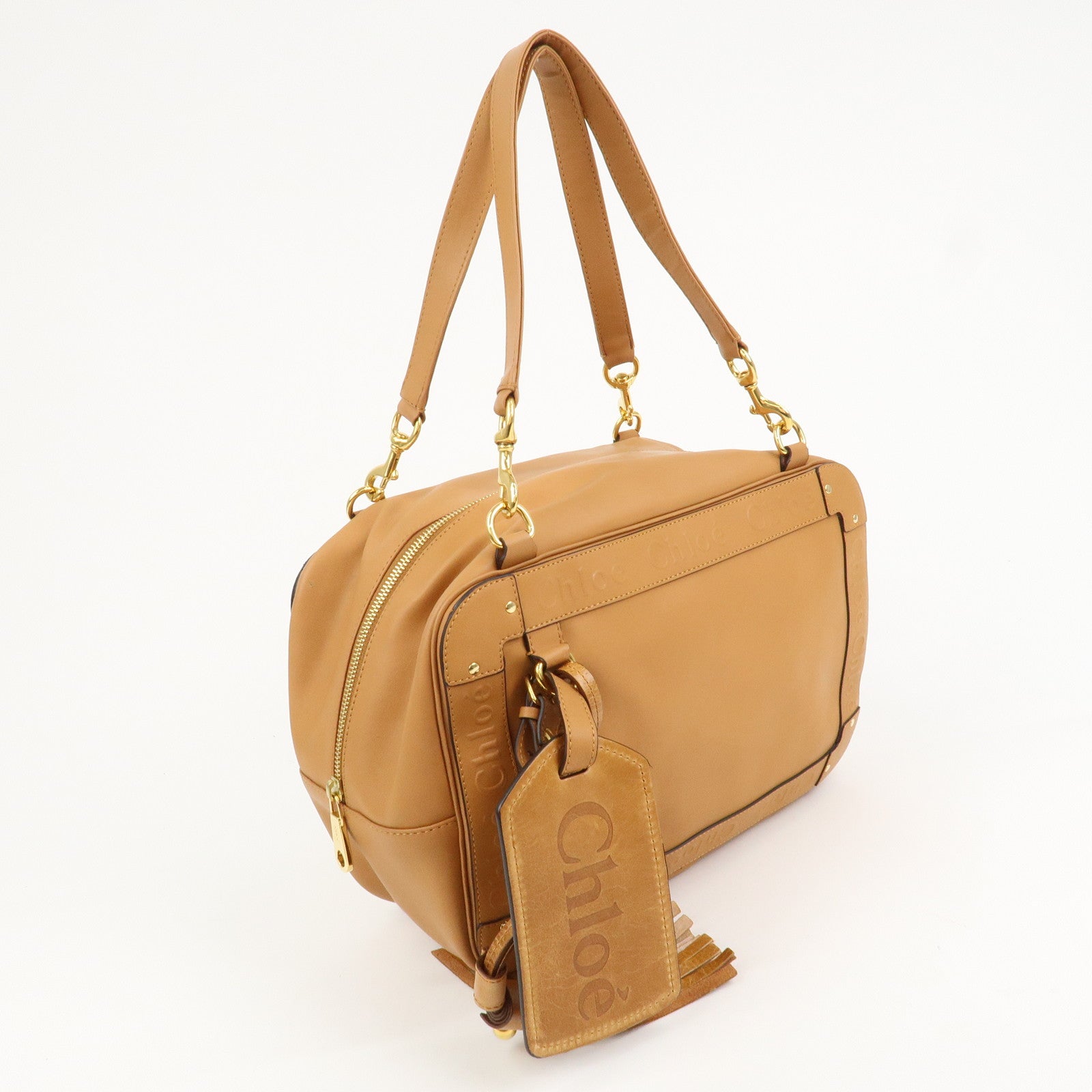 Chloe Eden Leather Shoulder Bag Hand Bag Tassel Brown