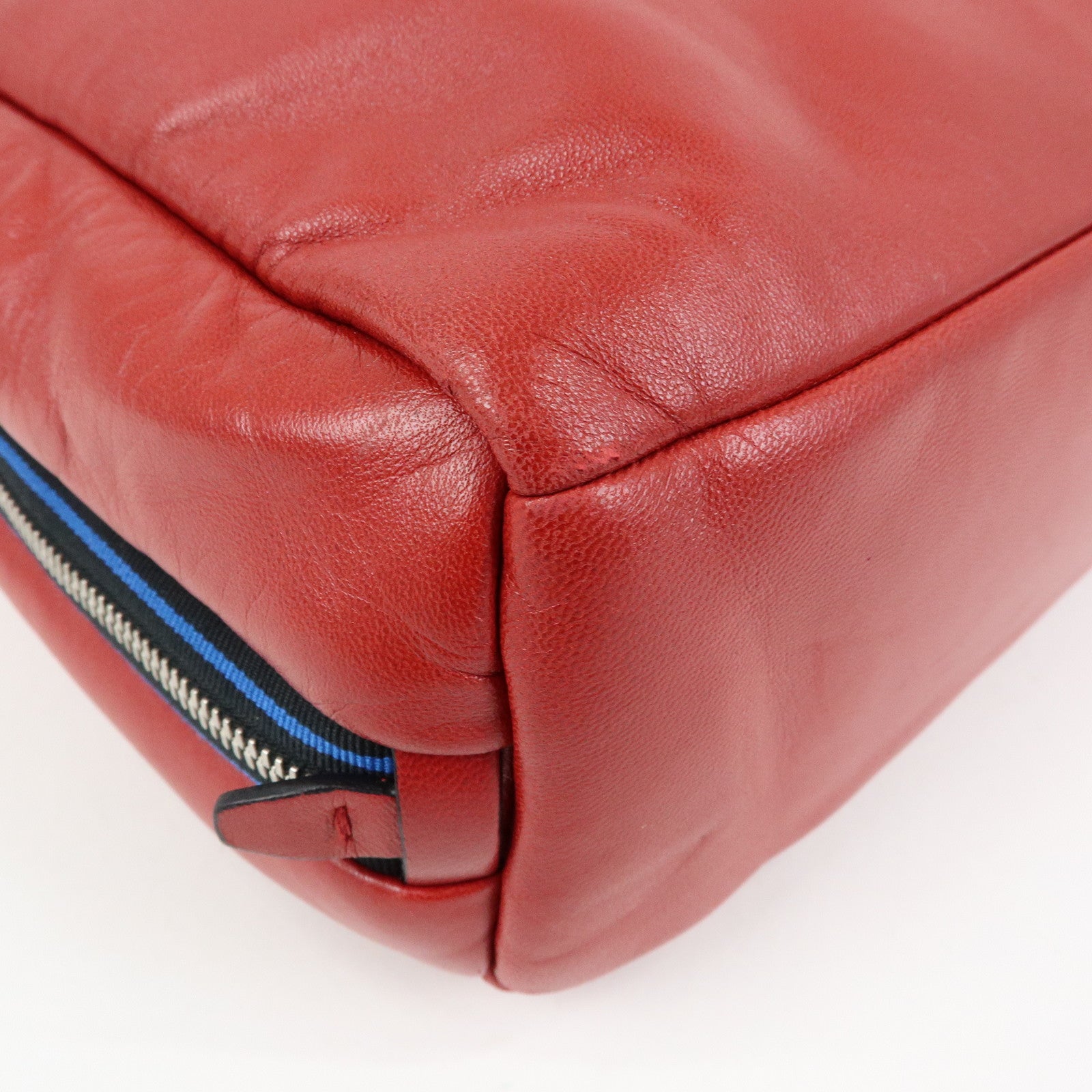 PRADA Nappa Leather Shoulder Bag Hand Bag Boston Bag Red 1BB052