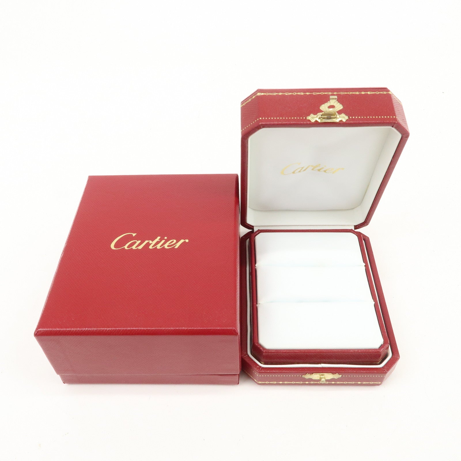 Cartier Set of 3 Jewelry Boxes Pair Ring Boxes Red Gold