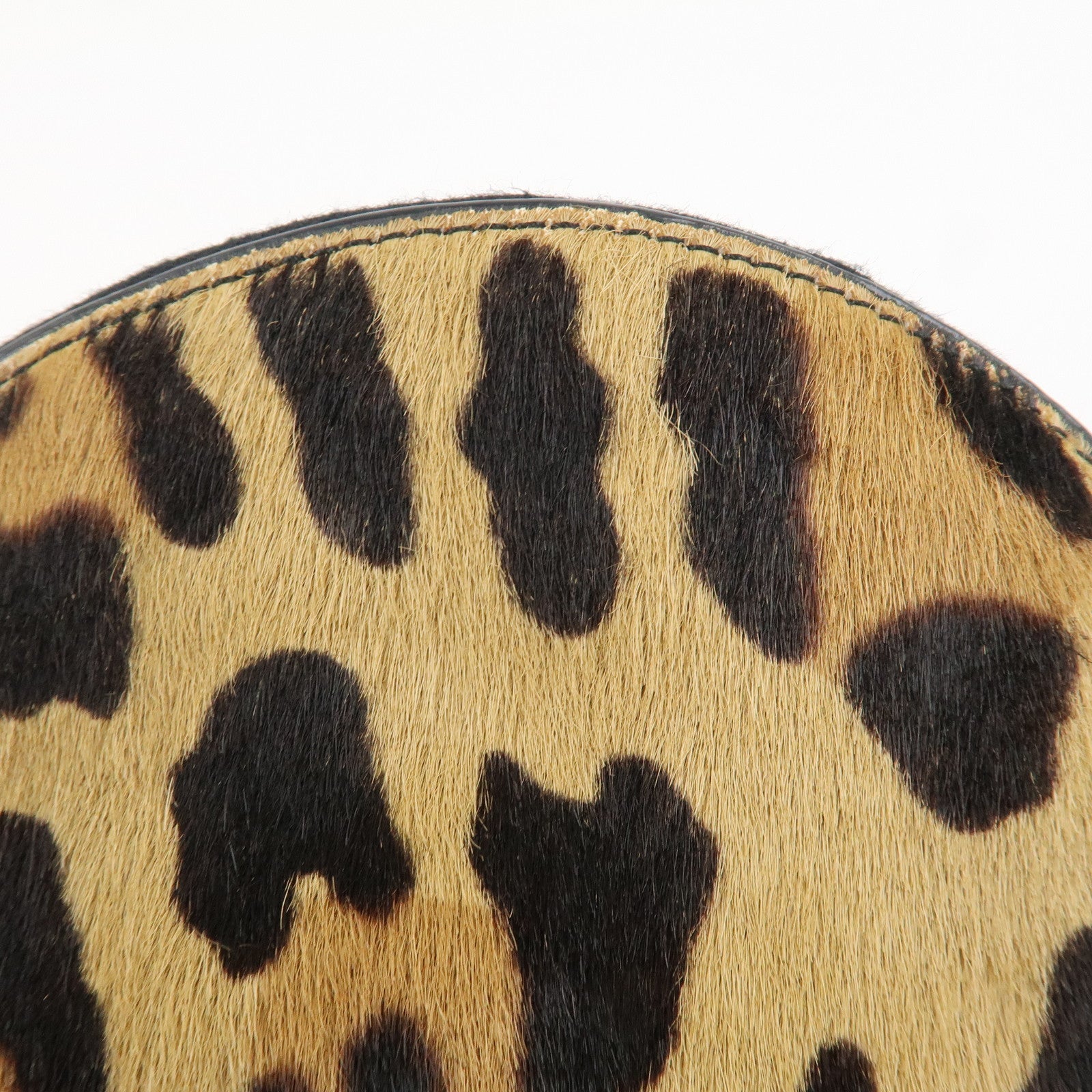 PRADA Logo Unborn Calf Coin Case Brown Animal Pattern