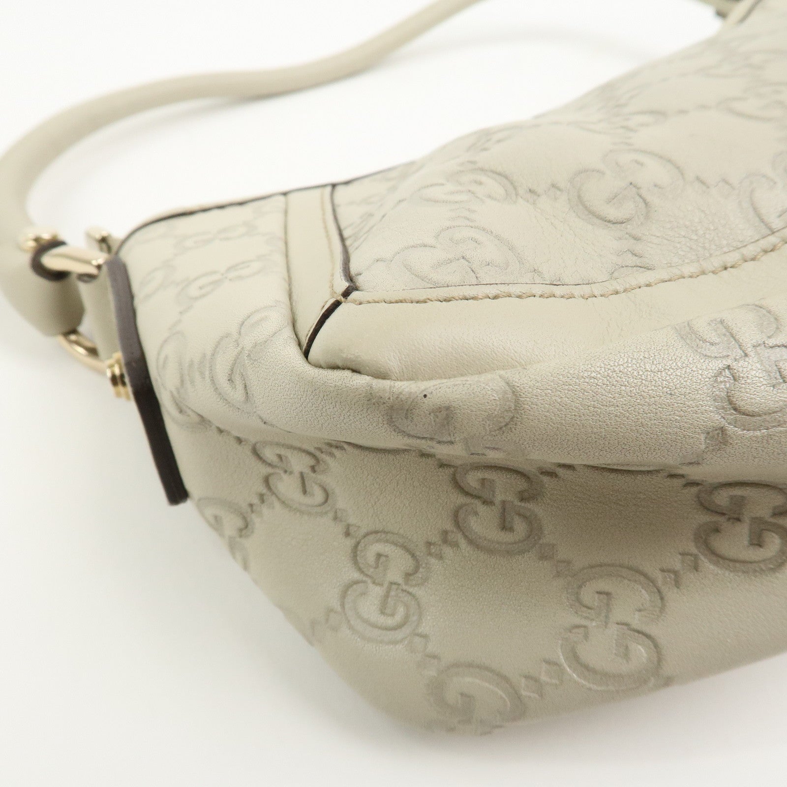 GUCCI Abbey Guccissima Leather Shoulder Bag Hand Bag Ivory 130939