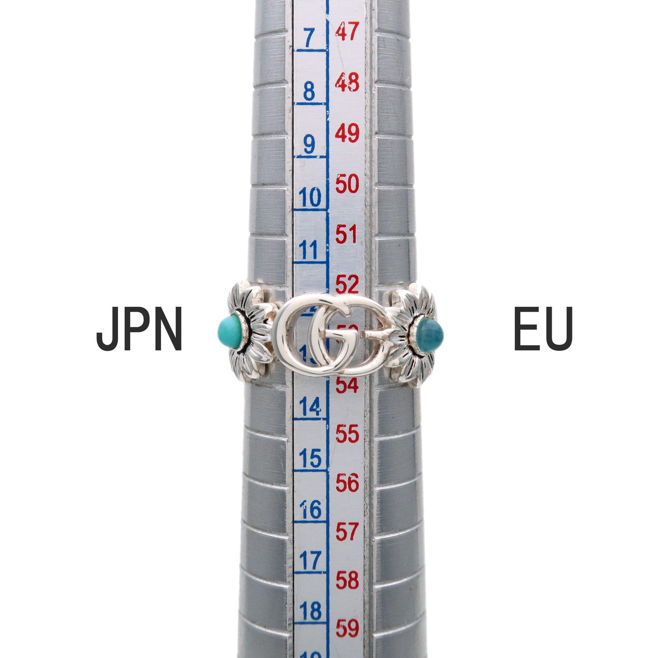 GUCCI Double G Mother of Pearl Ring SV925 Pearl Blue Topaz 527394