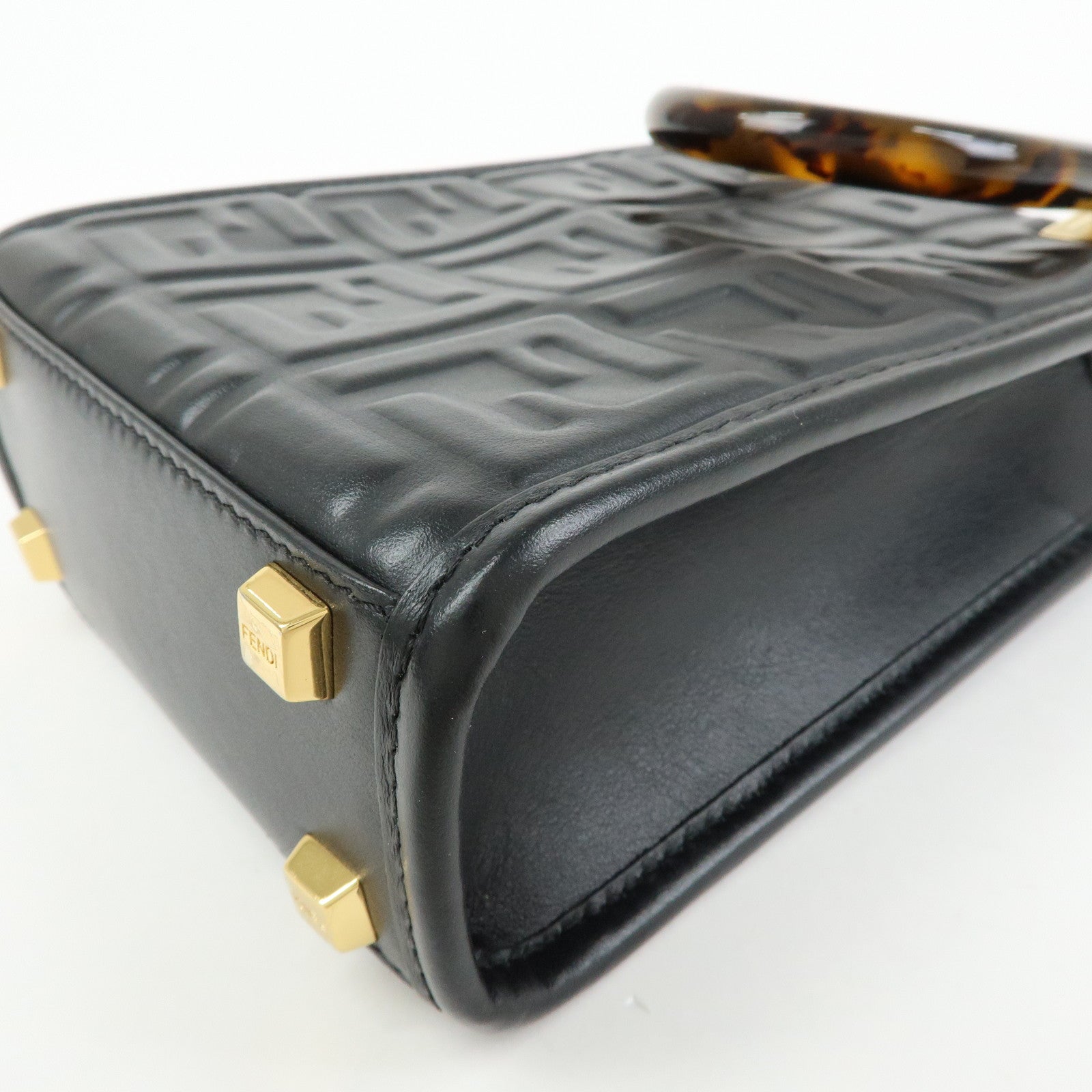 FENDI FF Sunshine Shopper Small 2Way Bag Shoulder Bag Black 8BS051