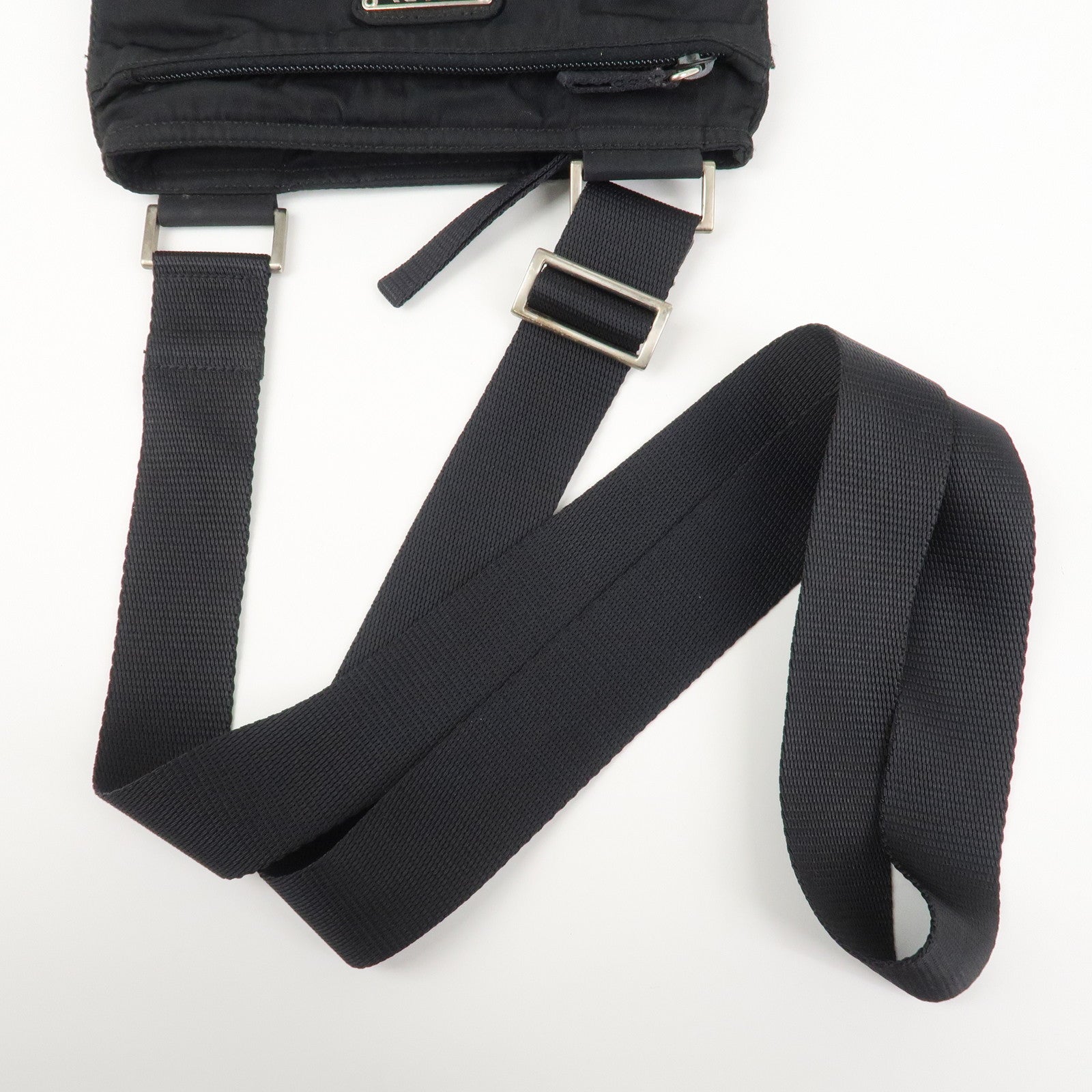 PRADA Triangle Logo Nylon Shoulder Bag Crossbody Bag Black BT7372