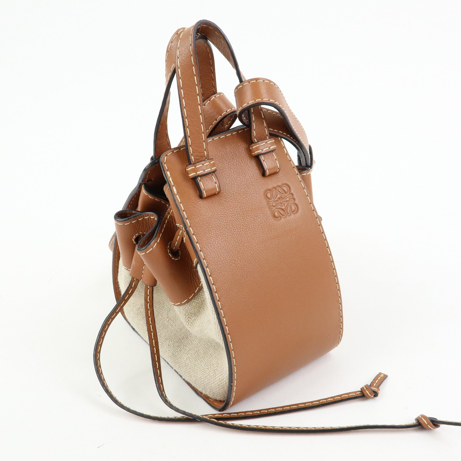 LOEWE Anagram Hammock Cotton Calf Leather Drawstring Mini 2Way Bag