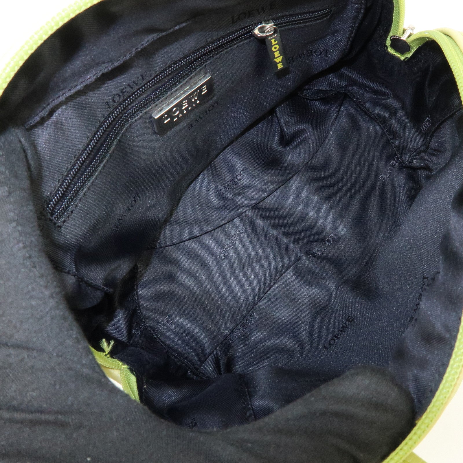 LOEWE Logo Nappa Leather Mini Hand Bag Boston Bag Lime Green