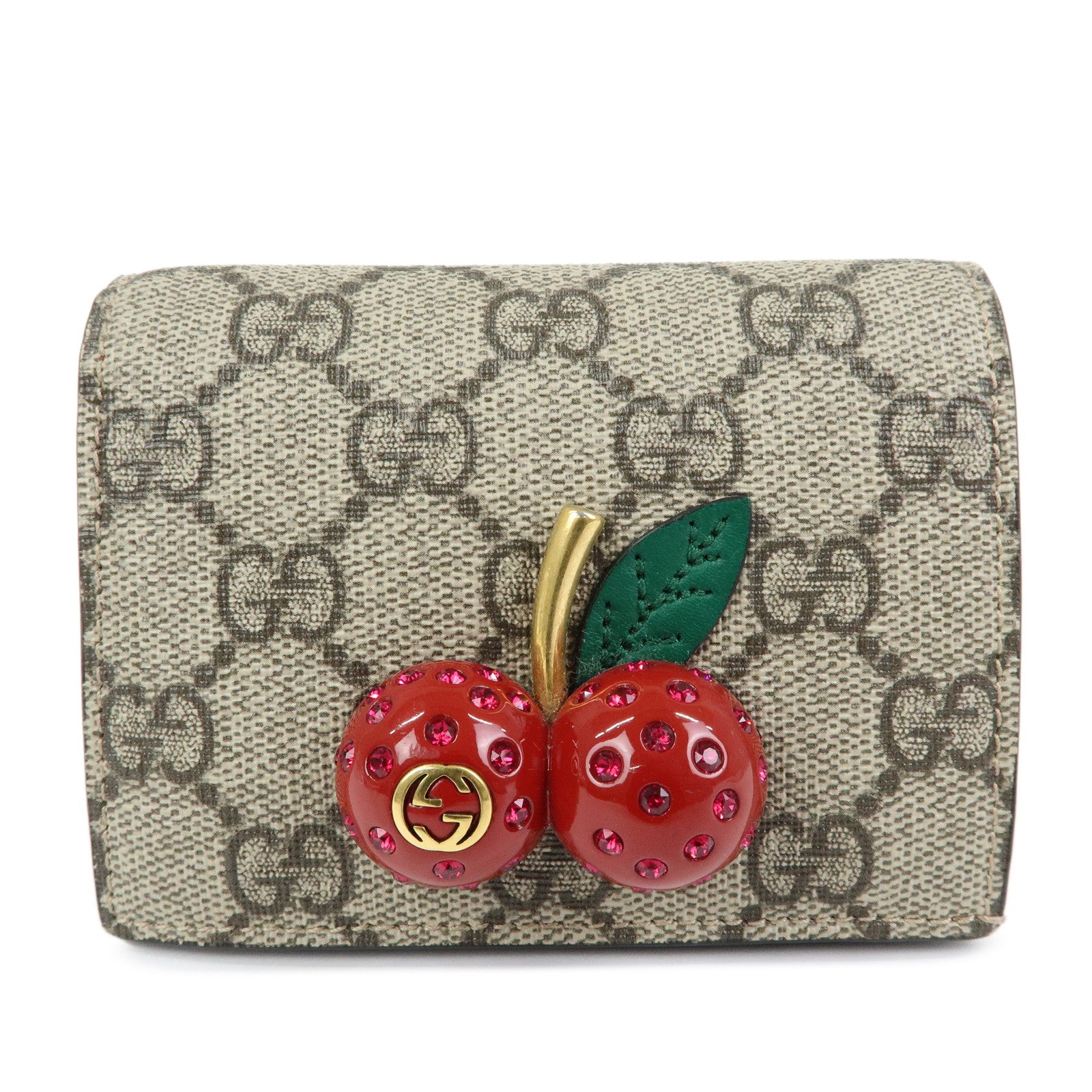 GUCCI Interlocking G GG Supereme Cherry Compact Wallet 476050