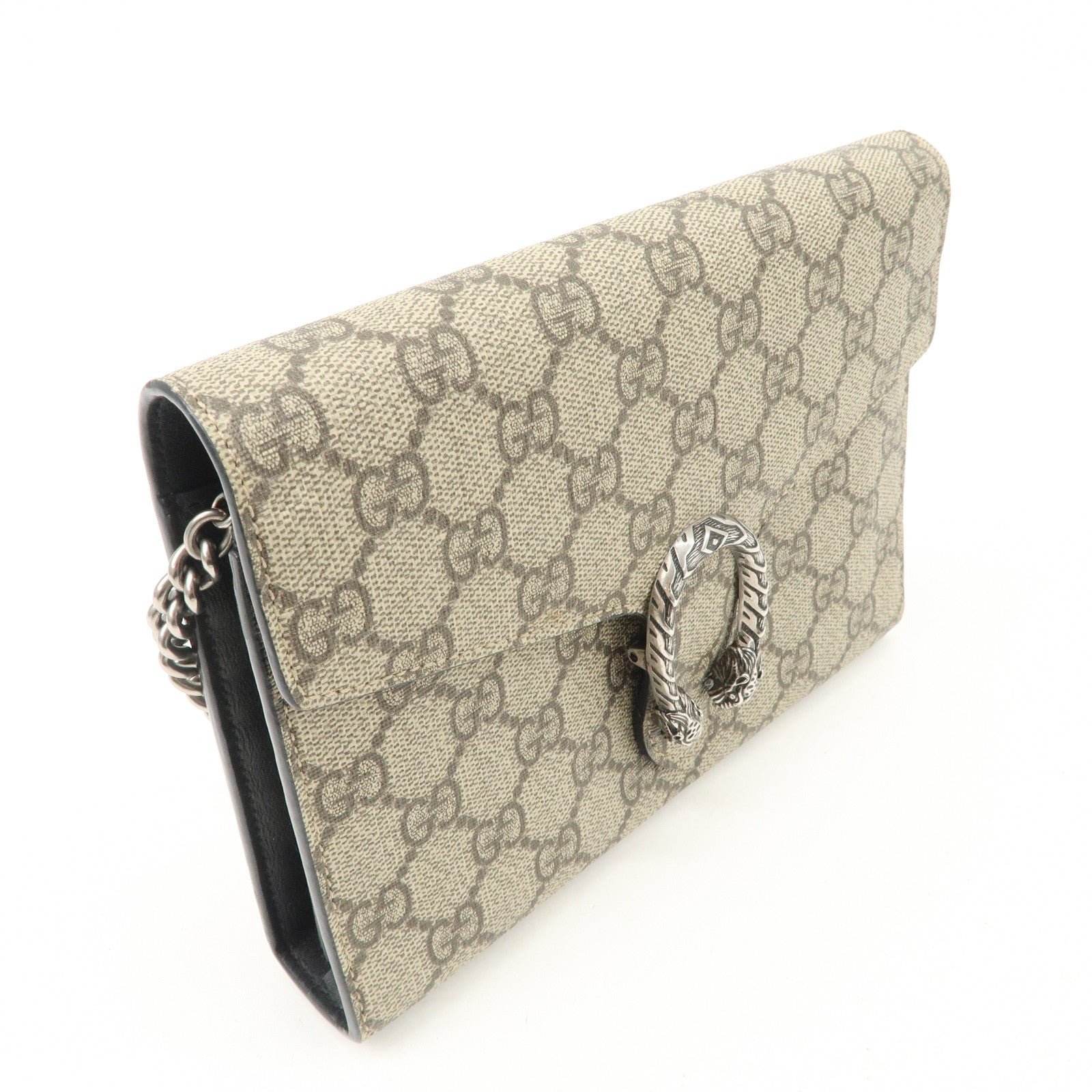 GUCCI Dionysus GG Supreme Chain Shoulder Bag Beige Used