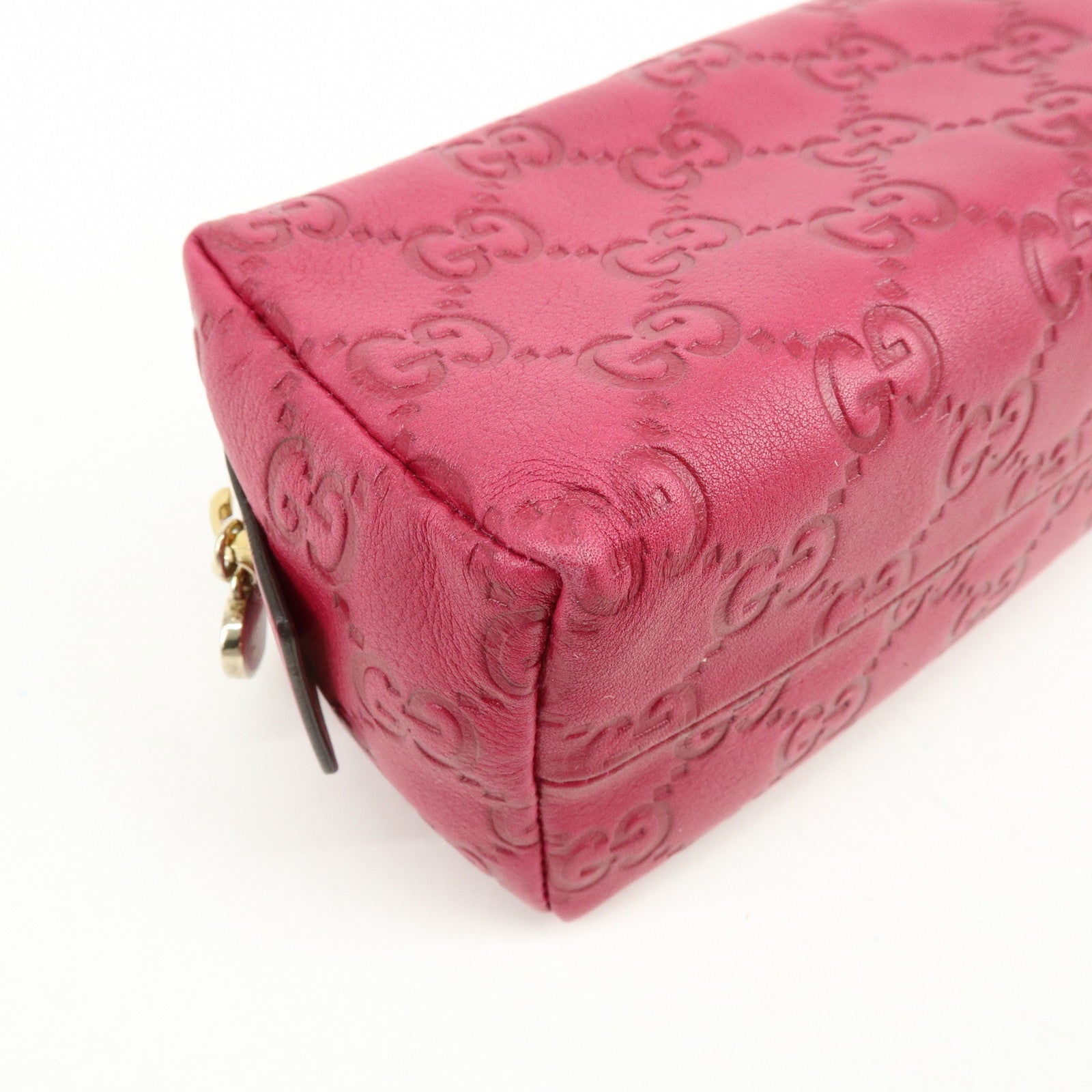 GUCCI Guccissima Leather Pouch Cosmetic Pouch Purse Pink 153228