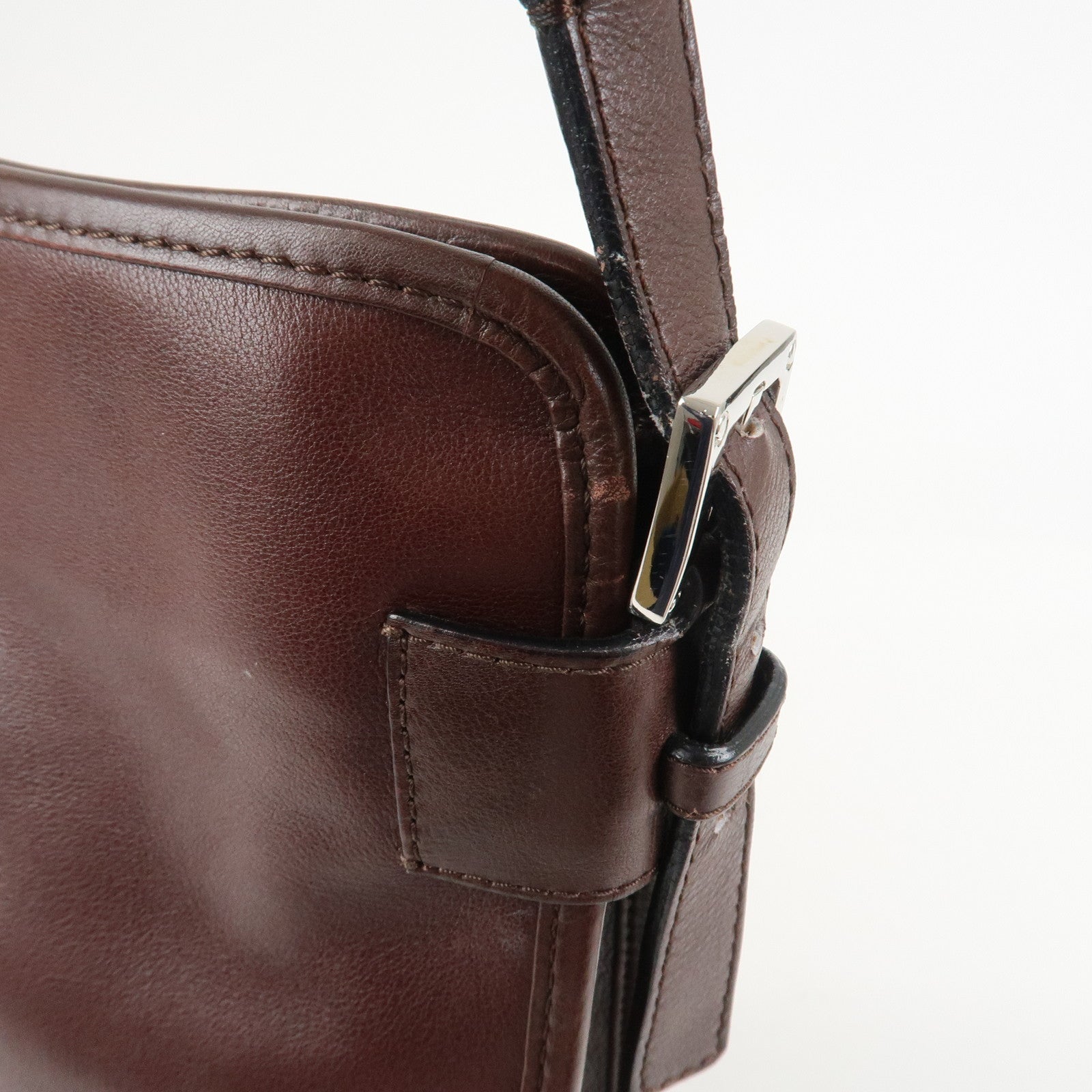 LOEWE Anagram Logo Leather Shoulder Bag Crossbody Bag Brown