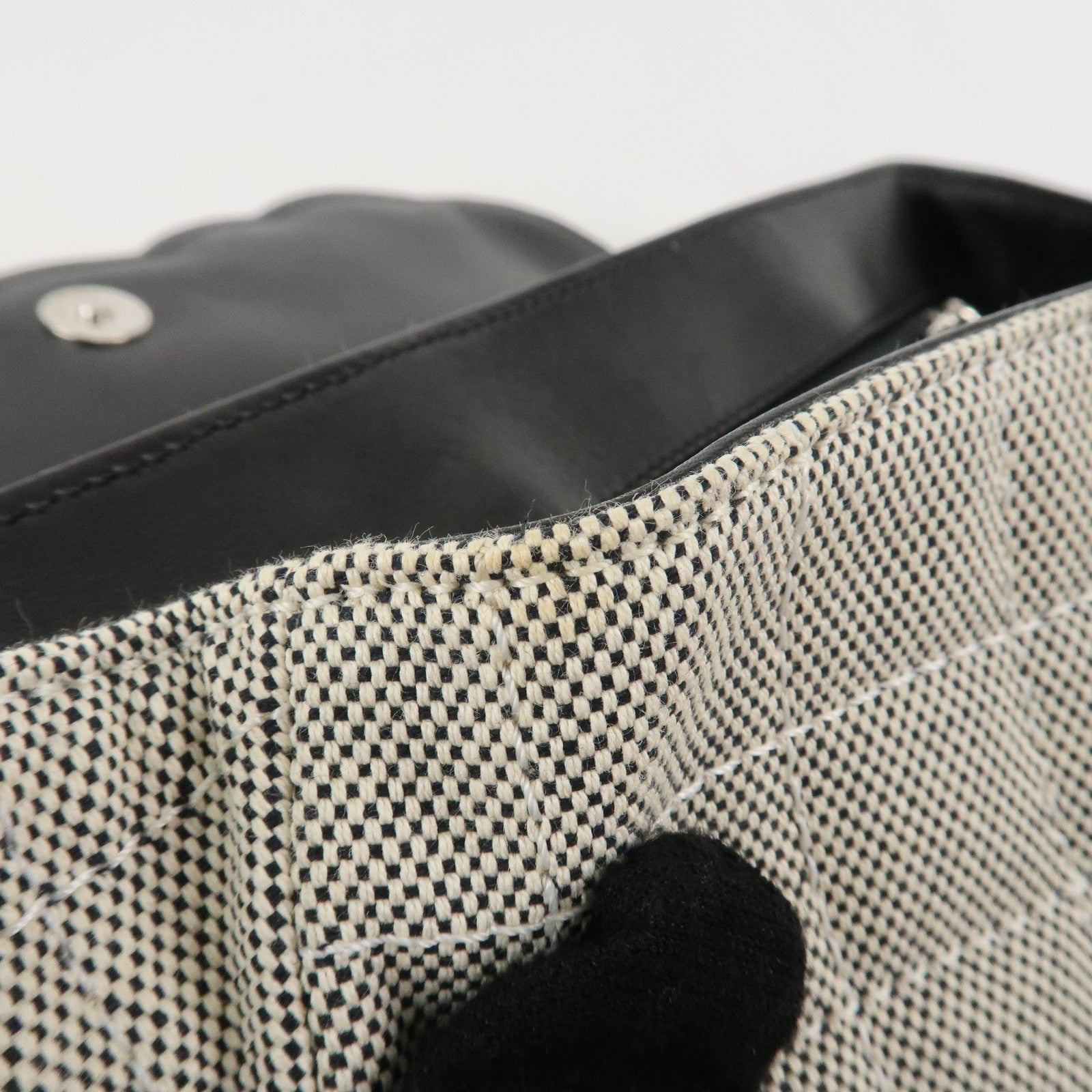 CHANEL COCO Mark Canvas Patent Leather Chain Shoulder Bag Grey Orange Used