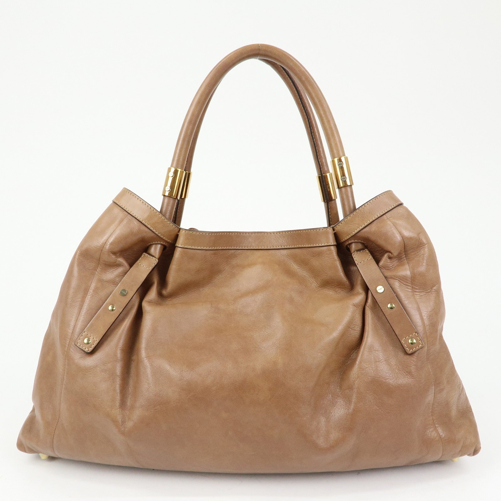 Chloe Victoria Leather Tote Bag Hand Bag Shoulder Bag Brown