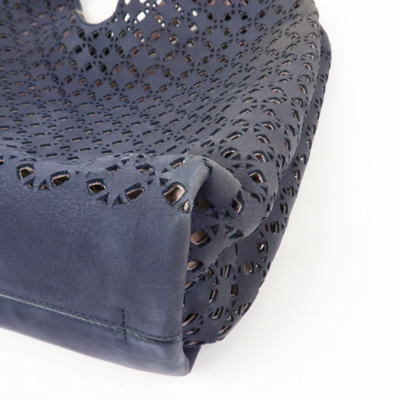 LOEWE Anagram Logo Leather Shoulder Bag Hand Bag Navy