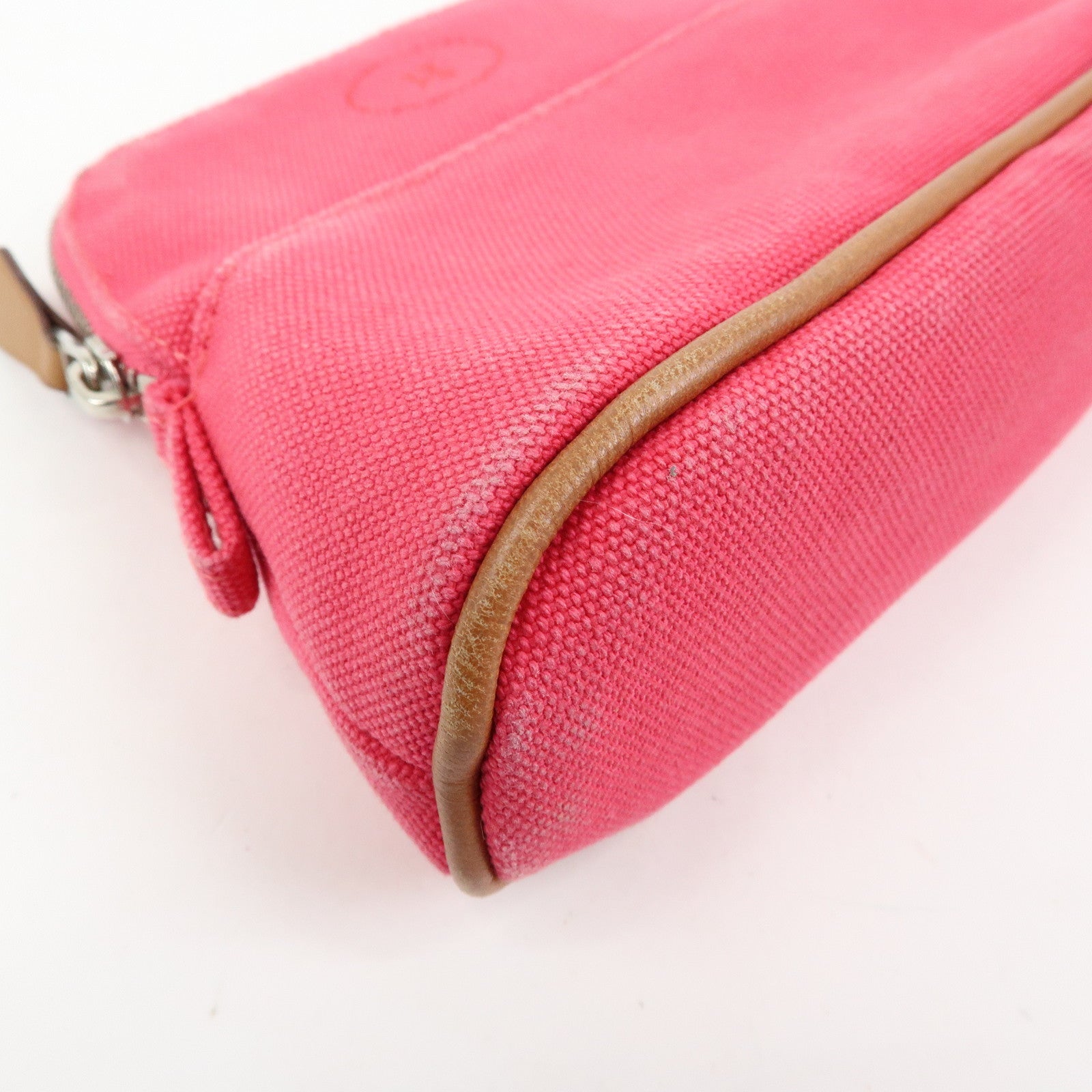HERMES Set of 2 Bolide Mini 16 Canvas Leather Pouch Pink Grey