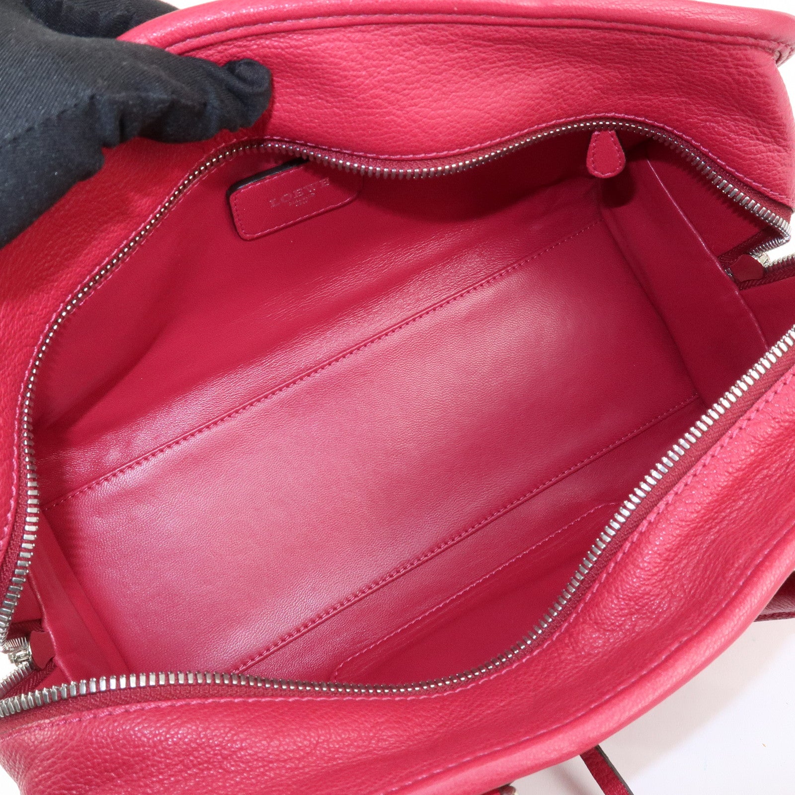 LOEWE Anagram Leather Amazona 28 Hand Bag Boston Bag Red Used