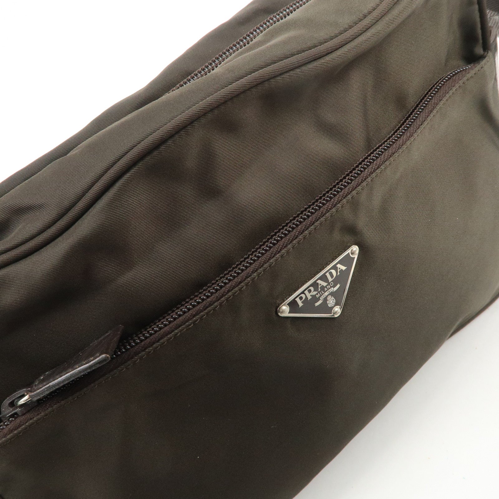 PRADA Triangle Logo Nylon Leather Shoulder Bag Crossbody Bag