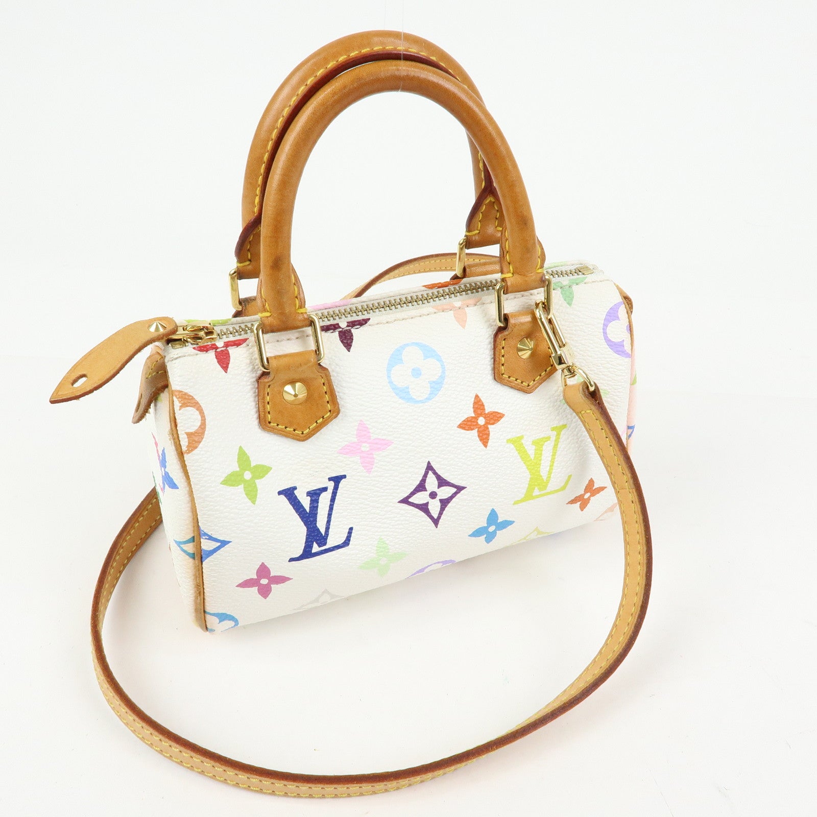 Louis Vuitton Monogram Multicolor Mini Speedy Hand Bag Blanc M92645