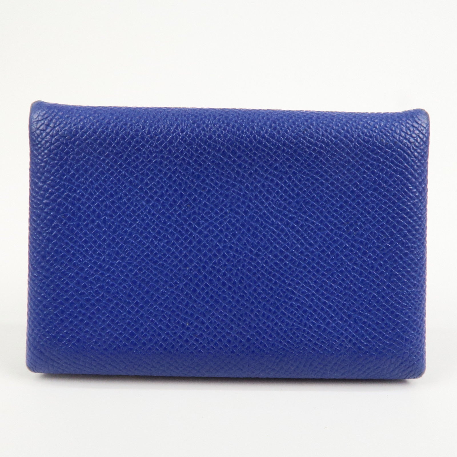 HERMES CALVI Veau Epsom Card Case Card Holder Z Stamped Blue