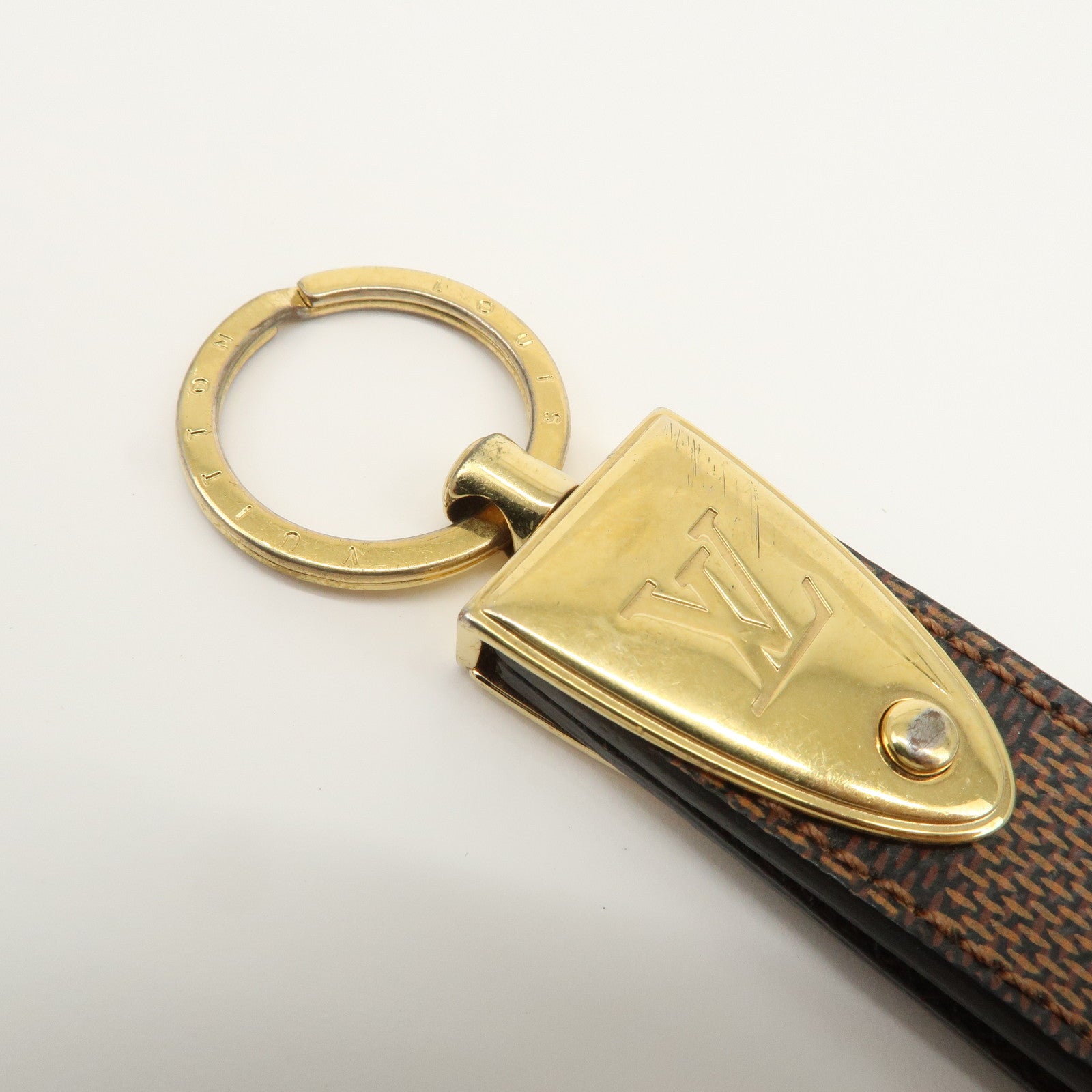 Louis Vuitton Damier Porte Cles Dragonne Key Ring Brown M65050