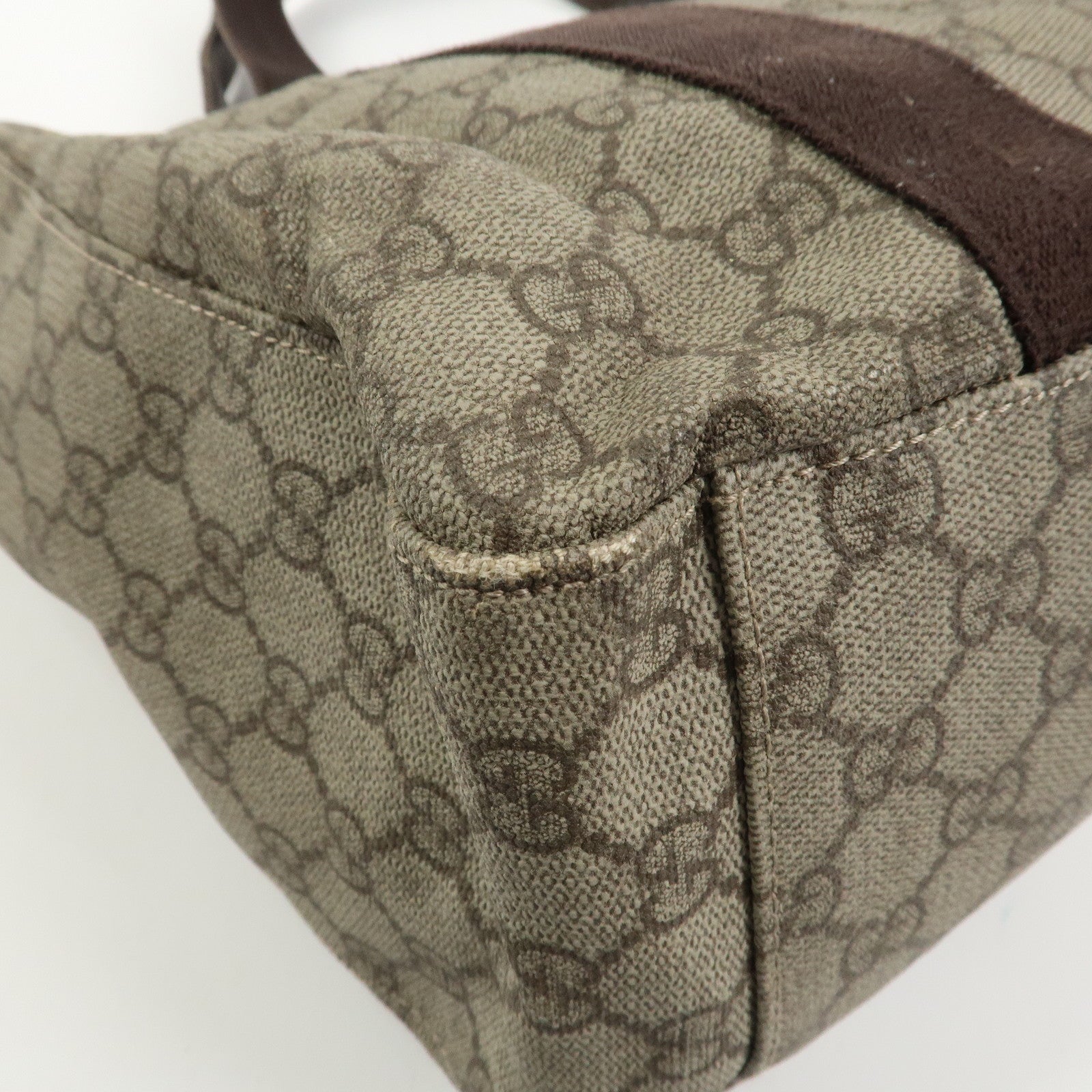 GUCCI GG Supreme Leather Tote Bag Hand Bag Beige Brown 141624