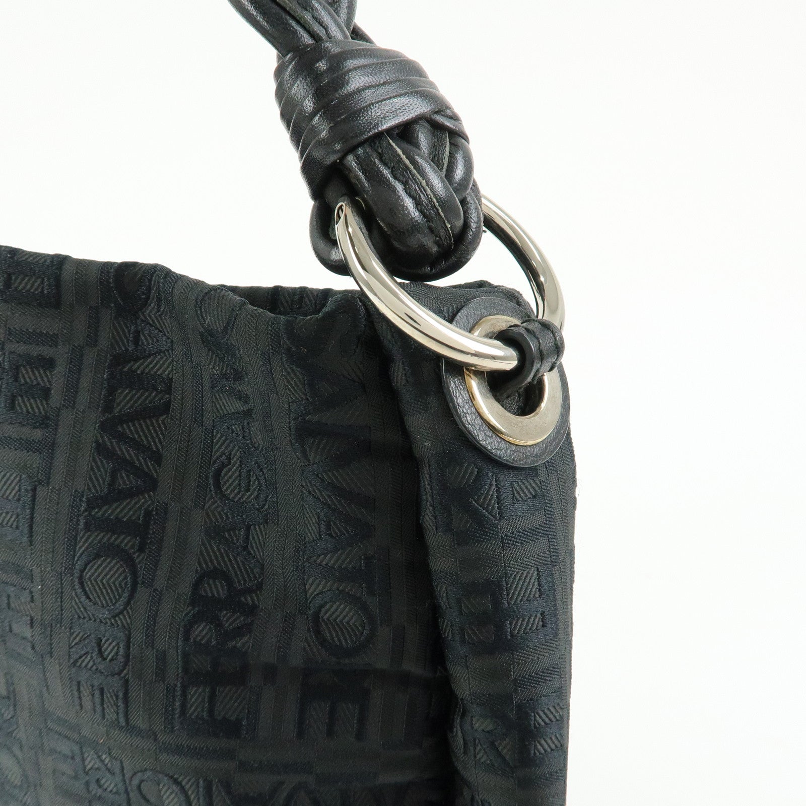 Ferragamo Canvas Leather Shoulder Bag Tote Bag Hand Bag Black
