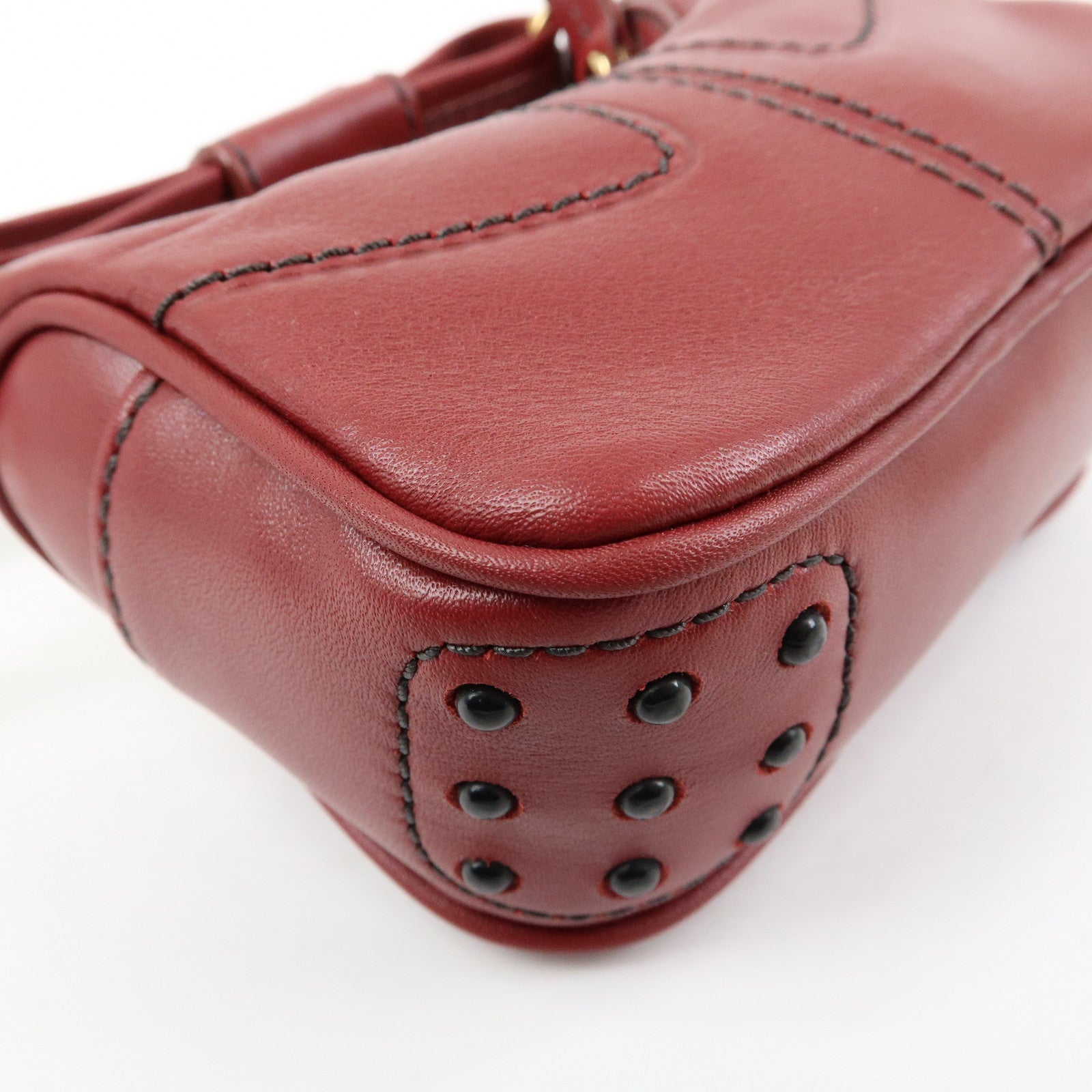 TOD’S Miky Leather Bag Charm Key Charm Key Holder Wine Red