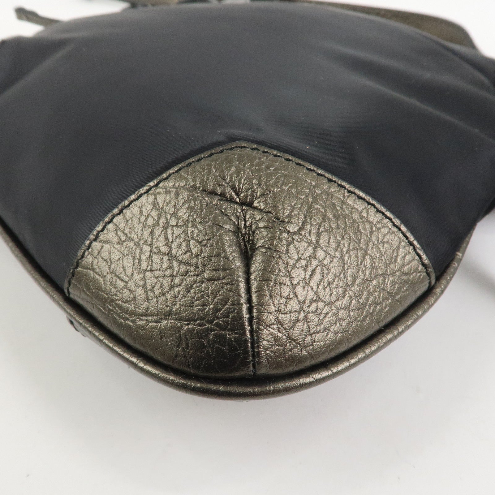 BURBERRY Nylon Leather Shoulder Bag Crossbody Bag Black Bronze