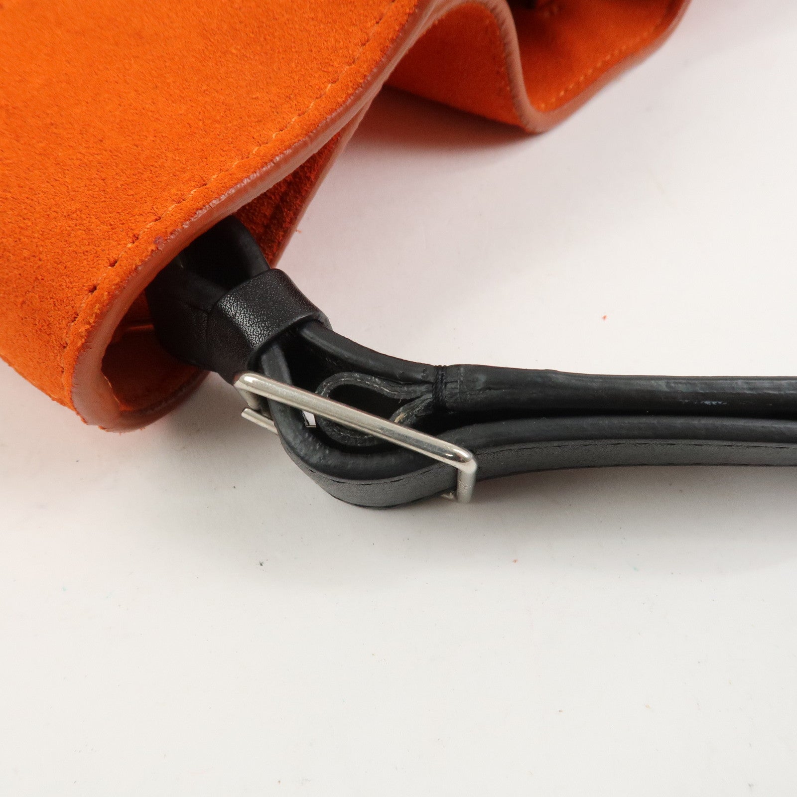 CELINE Suede Calf Leather Shoulder Bag Hand Bag Orange Black