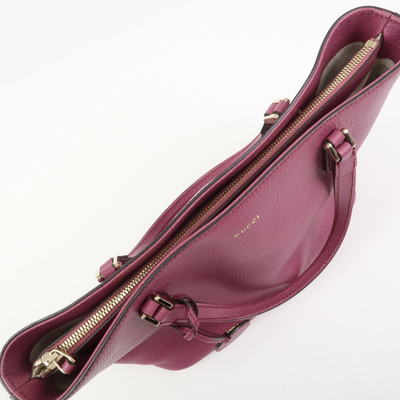 GUCCI Interlocking G Leather Tote Bag Shoulder Bag Purple 388561