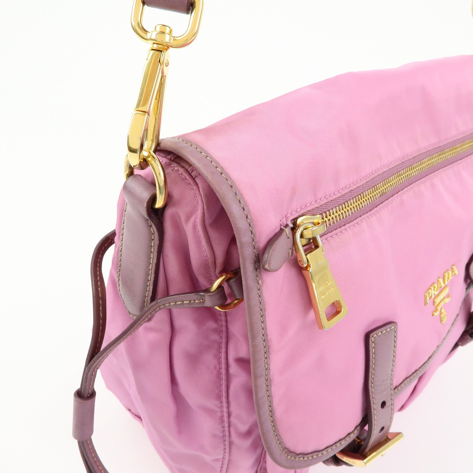 PRADA Nylon Saffiano Leather Shoulder Bag Crossbody Bag Purple