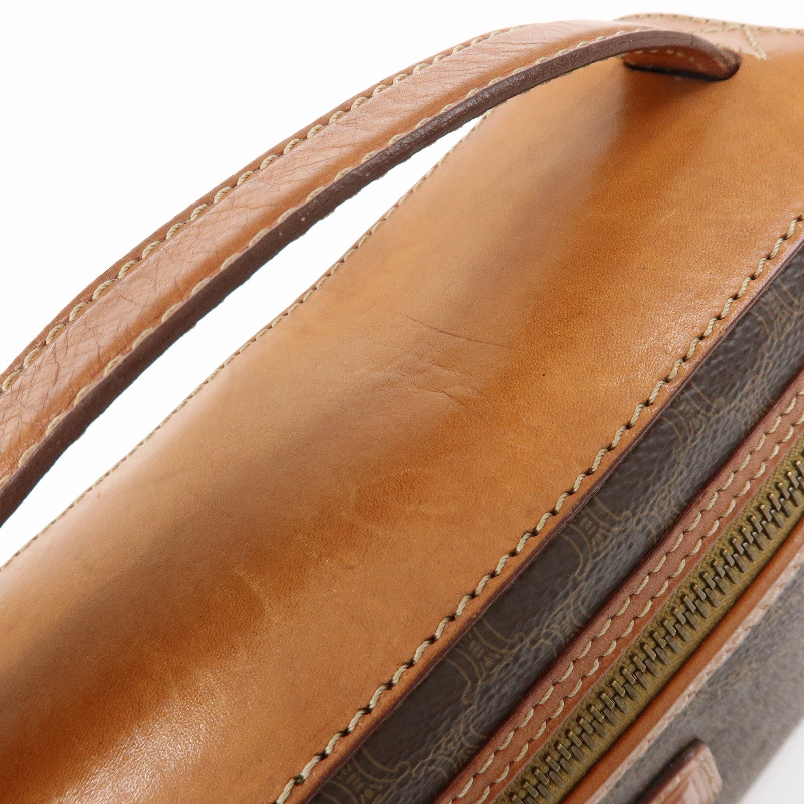 CELINE Macadam PVC Leather Hand Bag Vanity Bag Brown