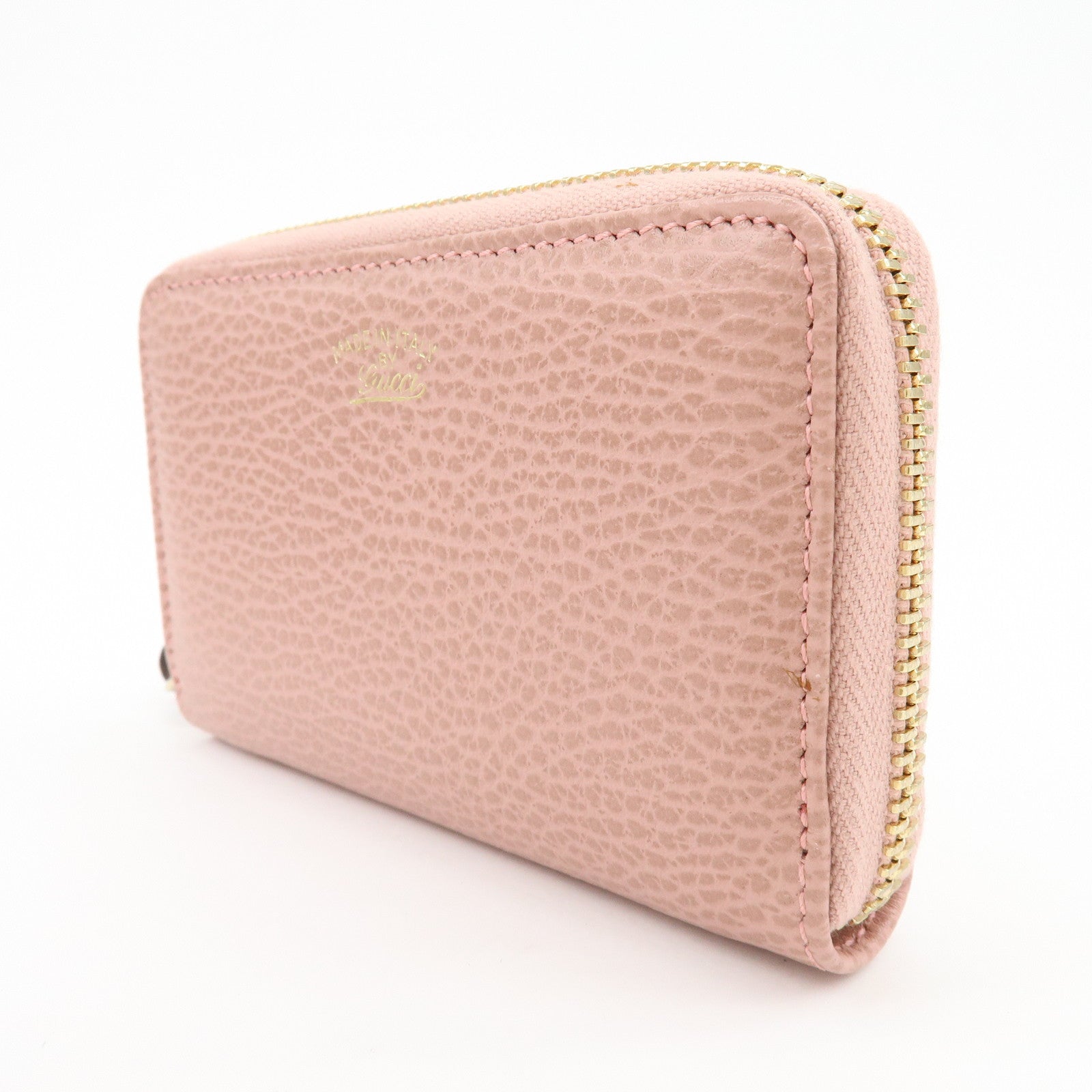 GUCCI Swing Leather Coin Case Compact Wallet Pink 368877