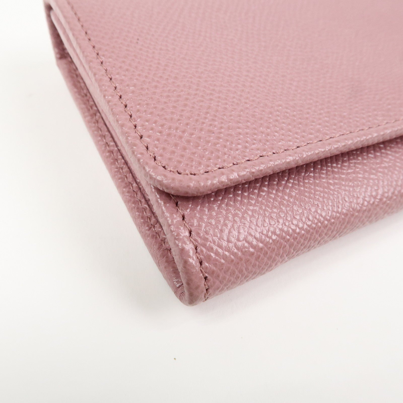 BVLGARI Logo Leather Bi-Fold Long Wallet Light Purple
