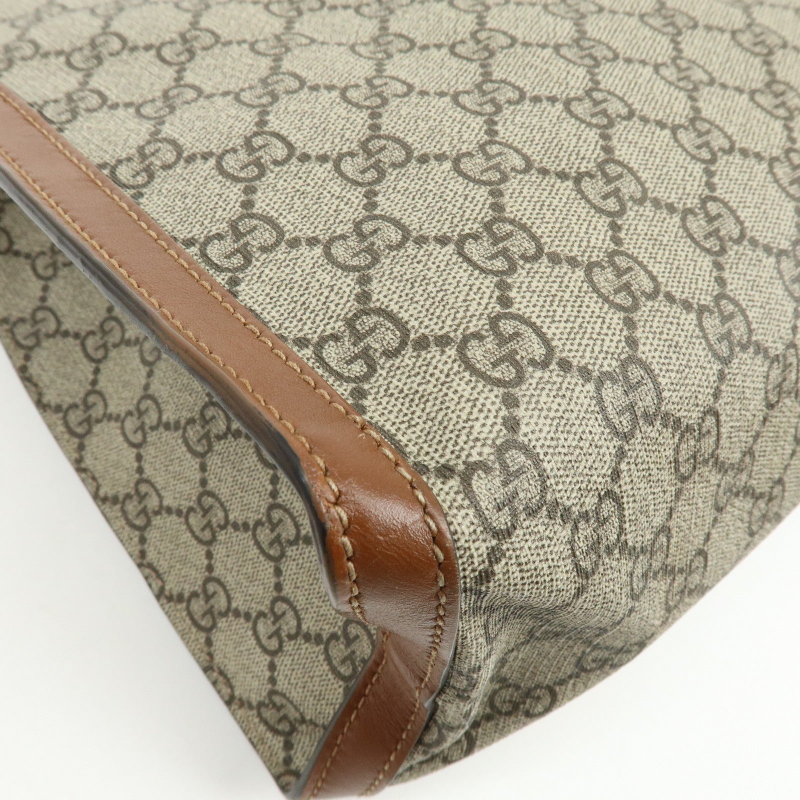 GUCCI GG Supreme PVC Leather Chain Shoulder Bag Beige Brown 479197