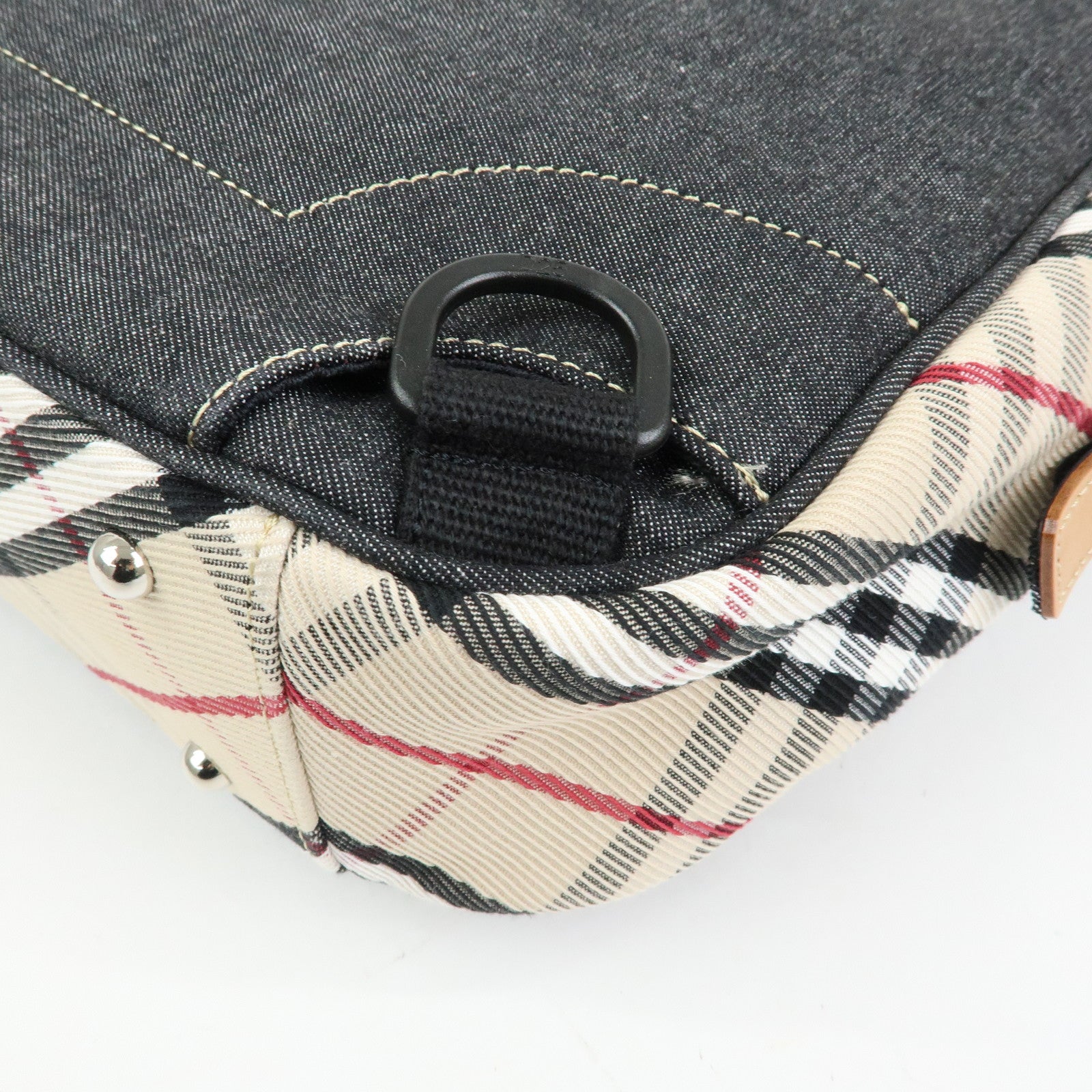 Burberry Nova Plaid Denim Canvas 2Way Shoulder Hand Bag Indigo Blue