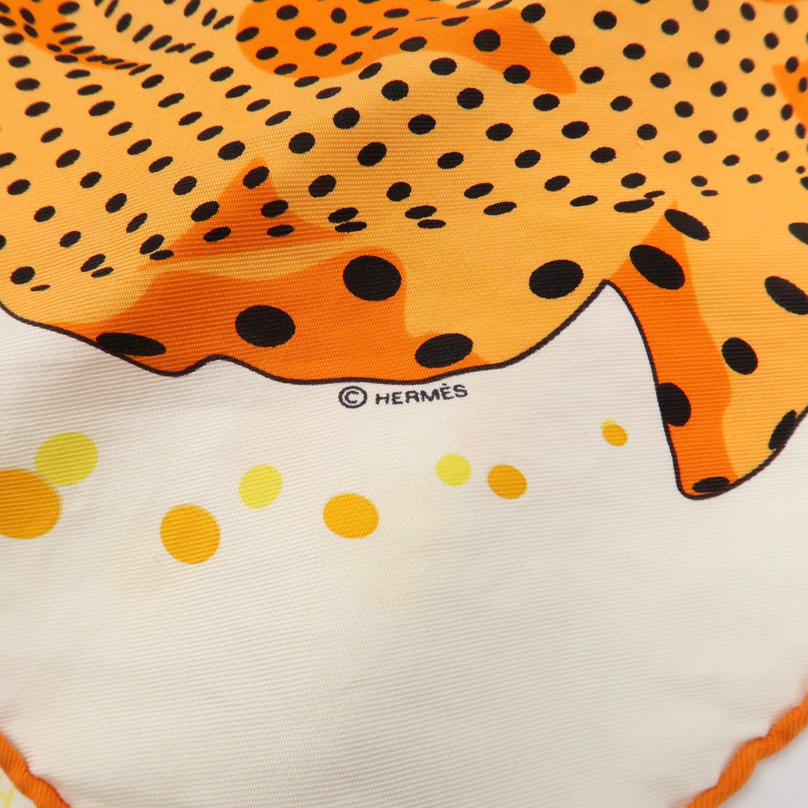 HERMES Carre 45 Silk 100% Scarf iHOLA FLAMENCA! Orange White