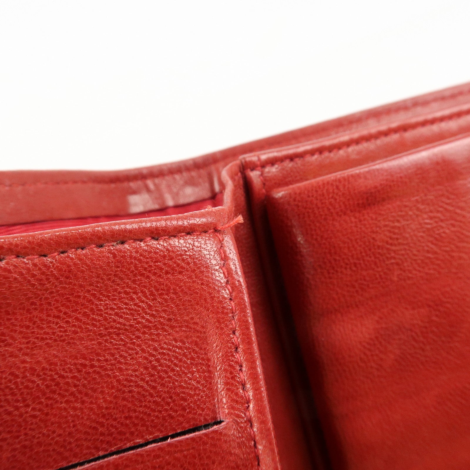 CHANEL COCO Mark Caviarskin Bi-fold Wallet Red A01429 Used