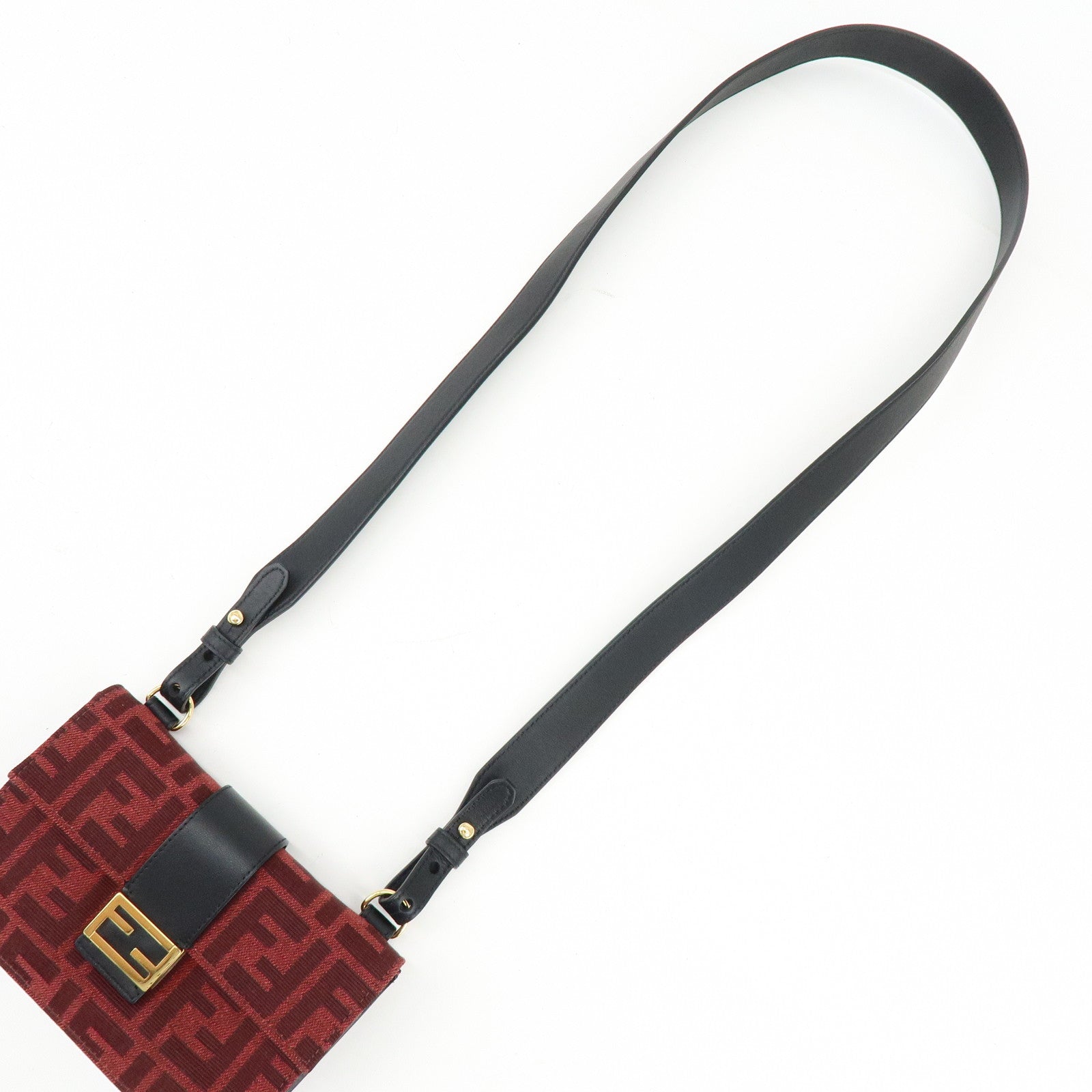 FENDI Zucca Canvas Leather 2Way Shoulder Bag Waist Bag Red 7M0295