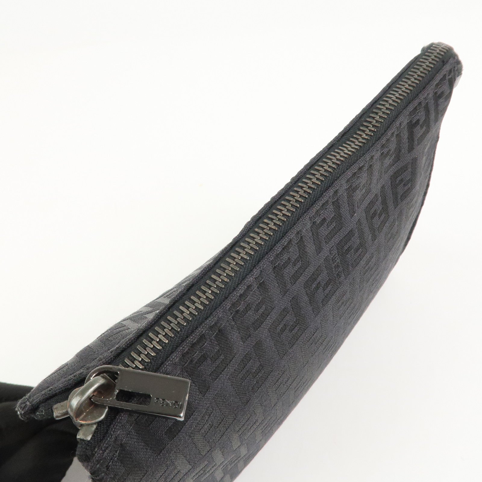 FENDI Zucchino Logo Canvas Cosmetic Pouch Black 7N0007