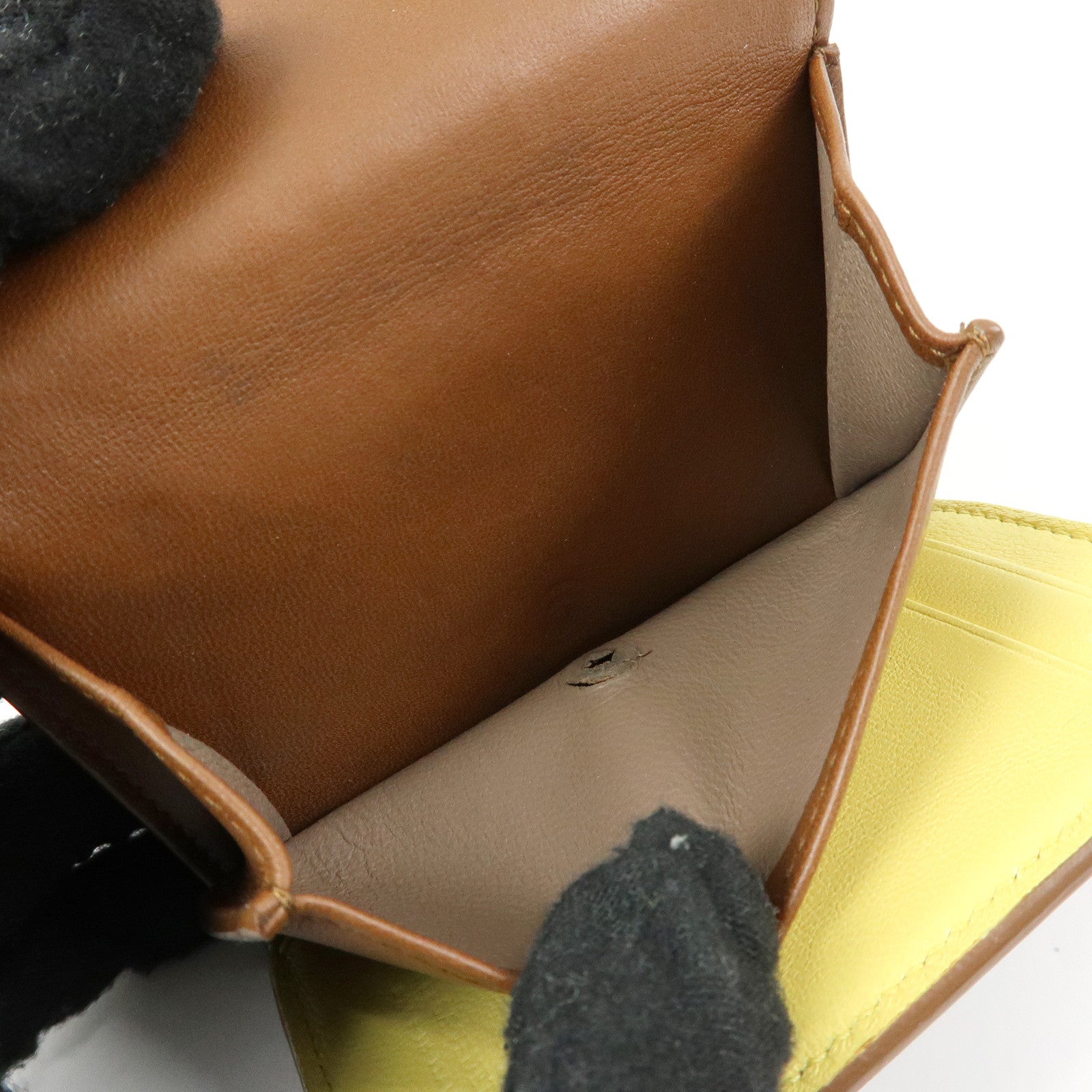 Bottega Veneta Lamb Skin Bi-fold Comact Wallet Brown 550306